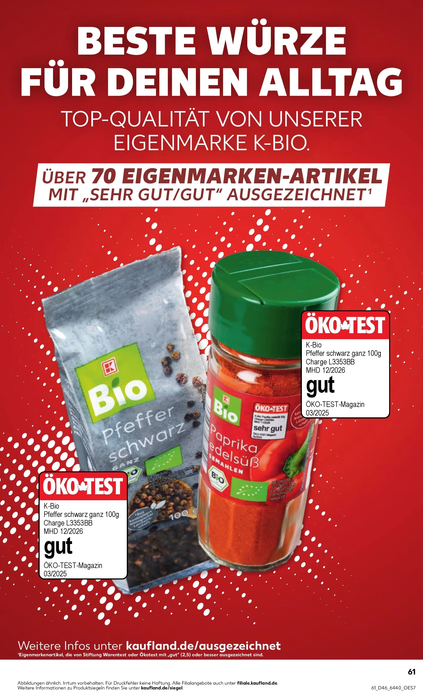 Prospekt Kaufland ab 13.11.2025 » Angebote Online zum Blättern | Seite: 61 | Produkte: Paprika, Pfeffer