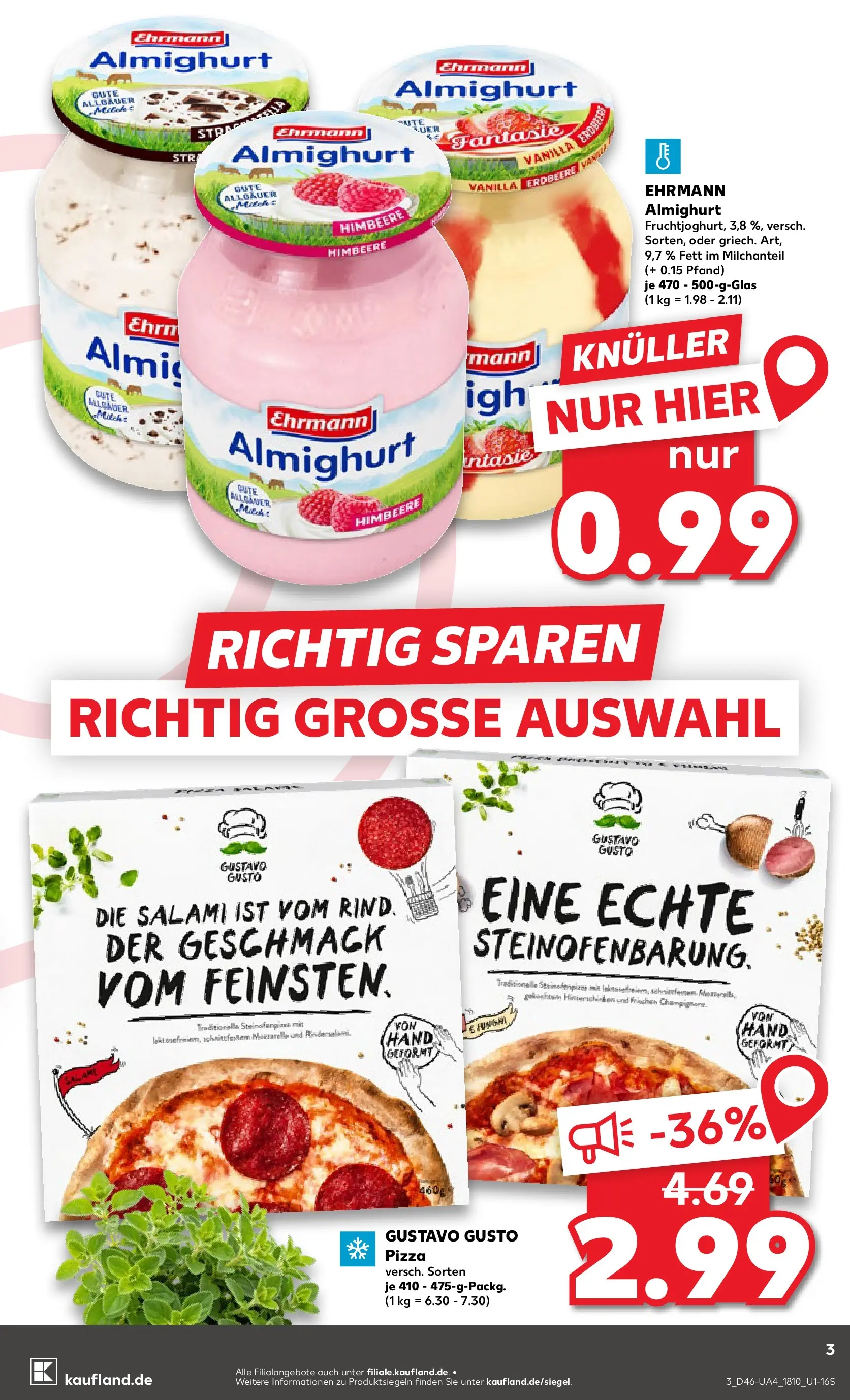 Prospekt Kaufland ab 13.11.2025 » Angebote und Werbung Online | Seite: 3 | Produkte: Gustavo gusto, Ehrmann almighurt, Himbeere, Pizza Prospekt Kaufland ab 13.11.2025 » Angebote Online zum Blättern | Seite: 3 | Produkte: Gustavo gusto, Ehrmann almighurt, Himbeere, Pizza