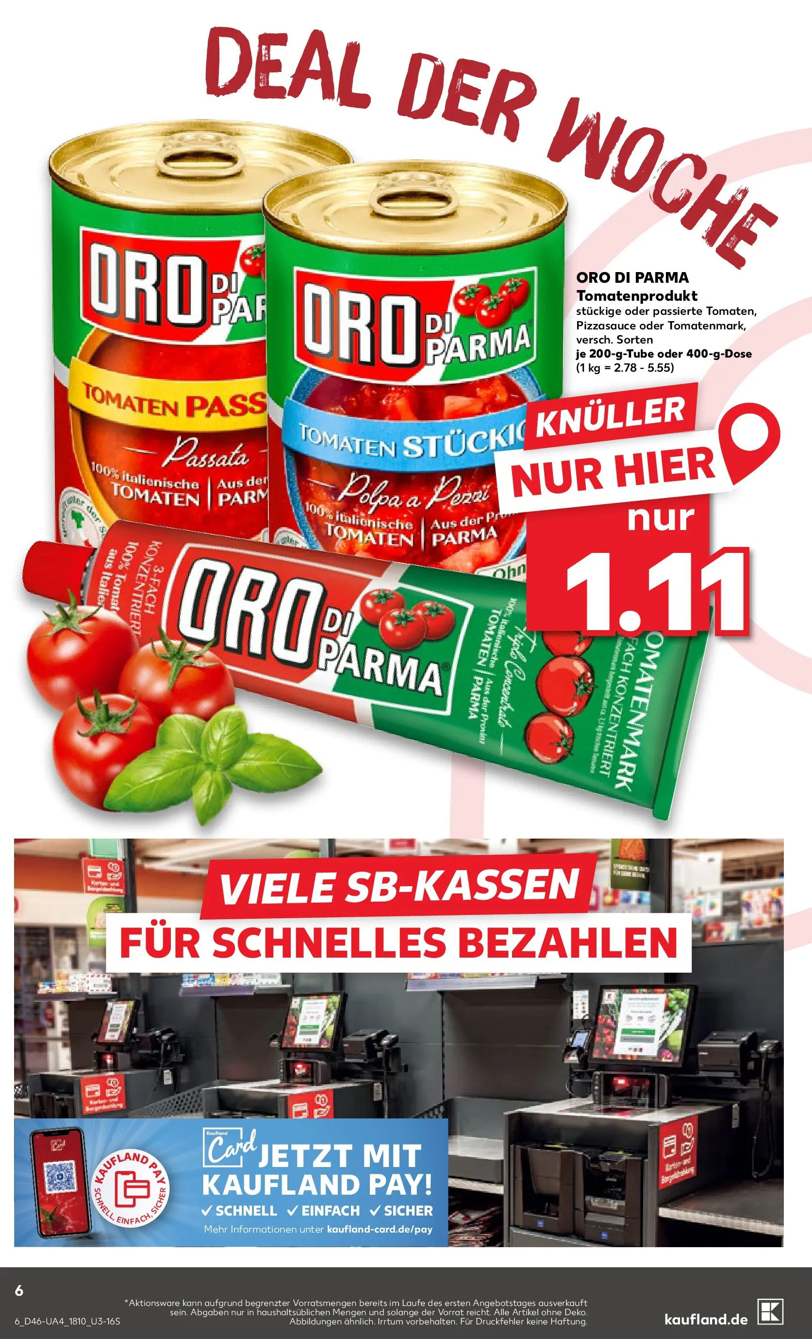 Prospekt Kaufland ab 13.11.2025 » Angebote und Werbung Online | Seite: 6 | Produkte: Tomaten, Oro di parma Prospekt Kaufland ab 13.11.2025 » Angebote Online zum Blättern | Seite: 6 | Produkte: Tomaten, Oro di parma