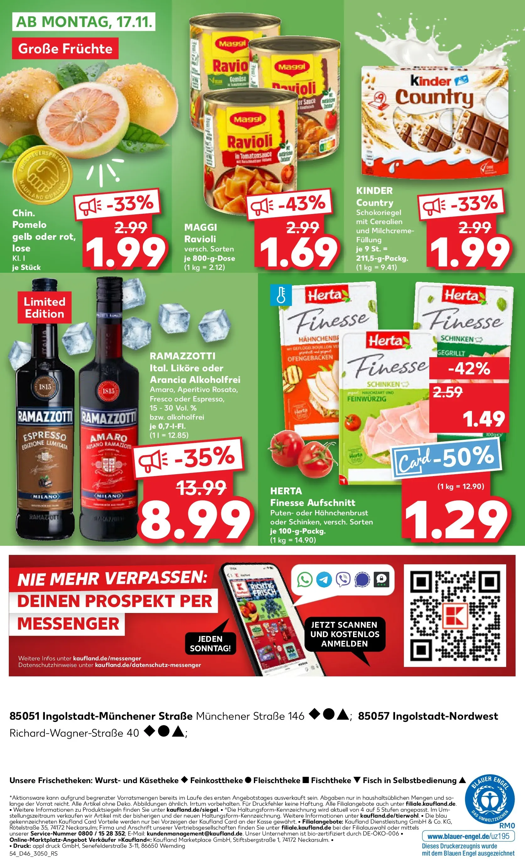 Prospekt Kaufland ab 13.11.2025 » Angebote Online zum Blättern | Seite: 54 | Produkte: Wurst, Schinken, Herta finesse, Ramazzotti