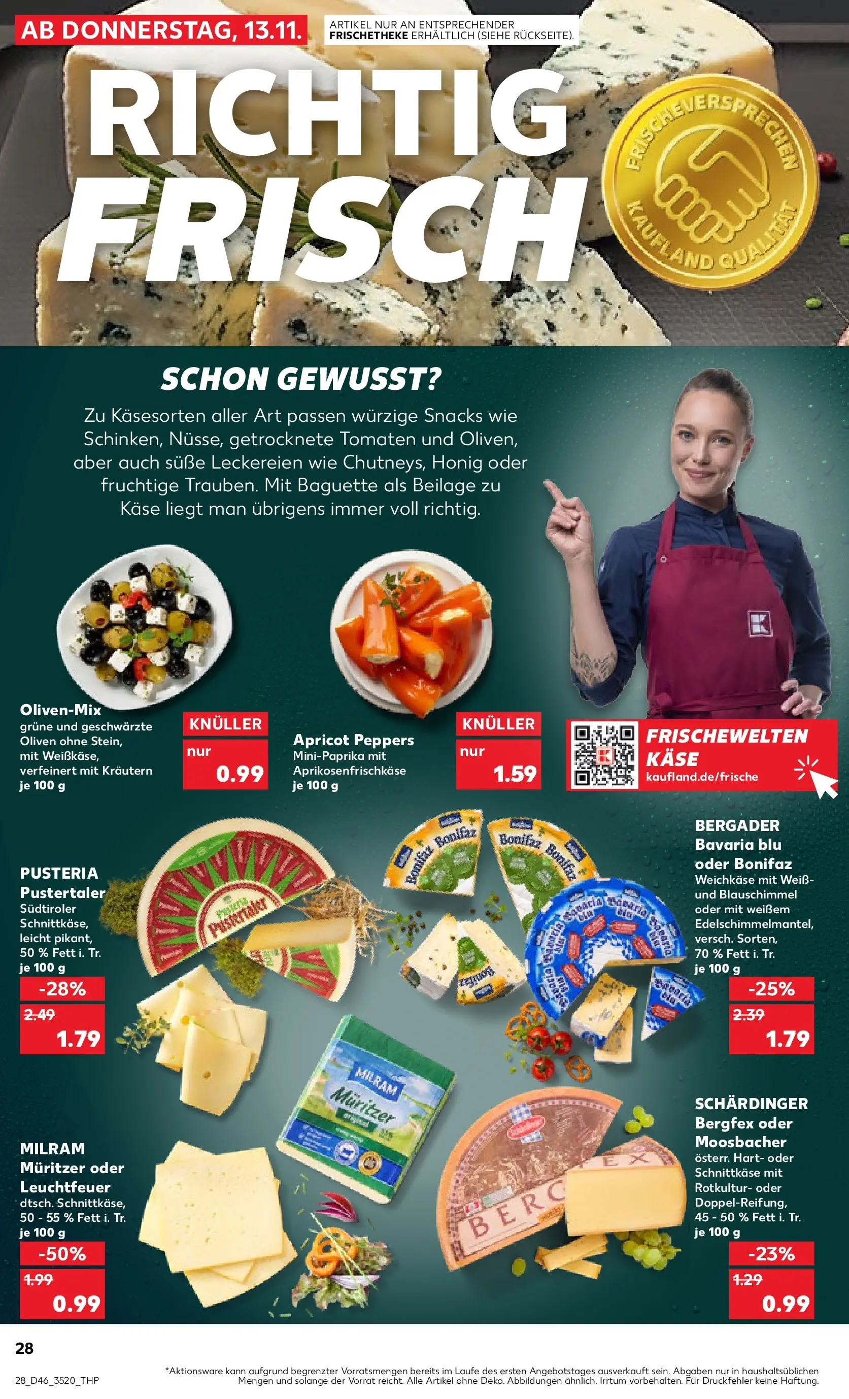 Prospekt Kaufland ab 13.11.2025 » Angebote Online zum Blättern | Seite: 28 | Produkte: Käse, Baguette, Tomaten, Milram