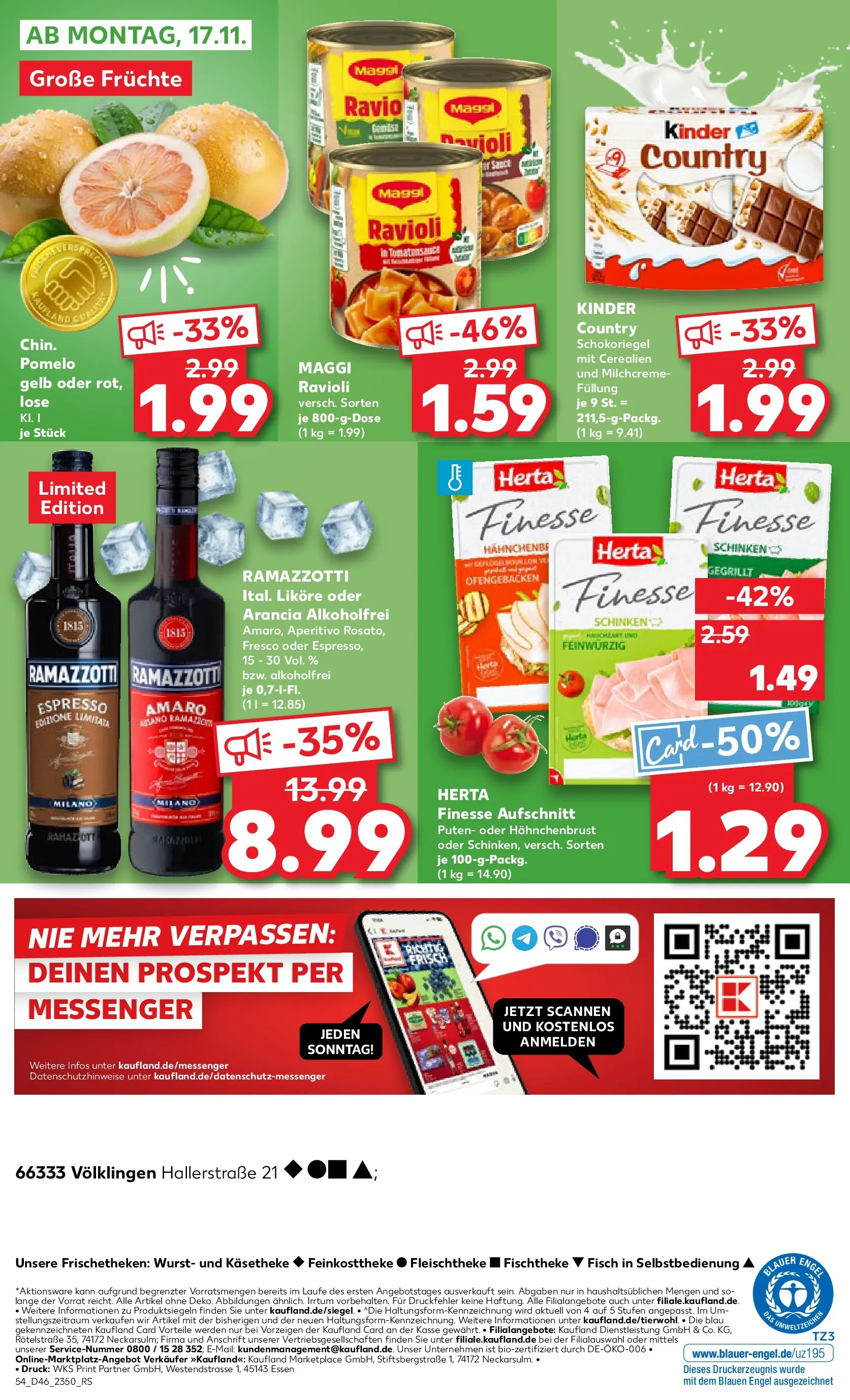 Prospekt Kaufland ab 13.11.2025 » Angebote Online zum Blättern | Seite: 54 | Produkte: Wurst, Schinken, Herta finesse, Ramazzotti