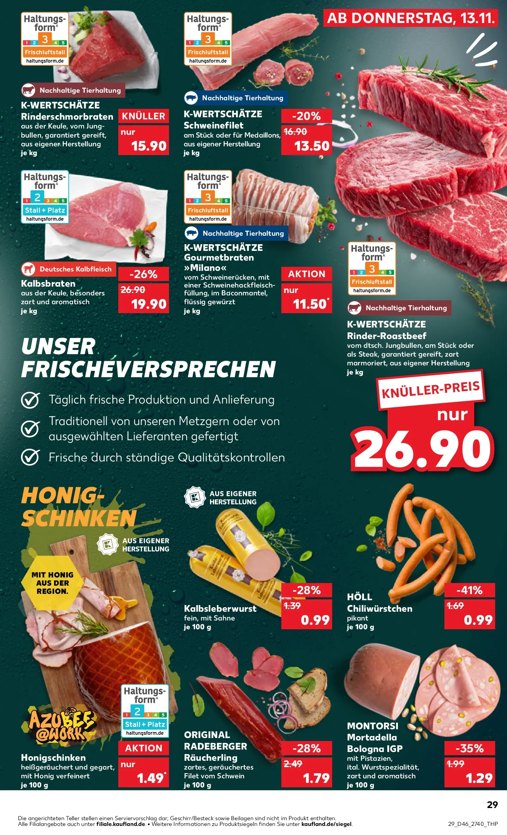 Prospekt Kaufland ab 12.11.2025 » Angebote Online zum Blättern | Seite: 29 | Produkte: Schweinefilet, Chili, Schinken, Sahne
