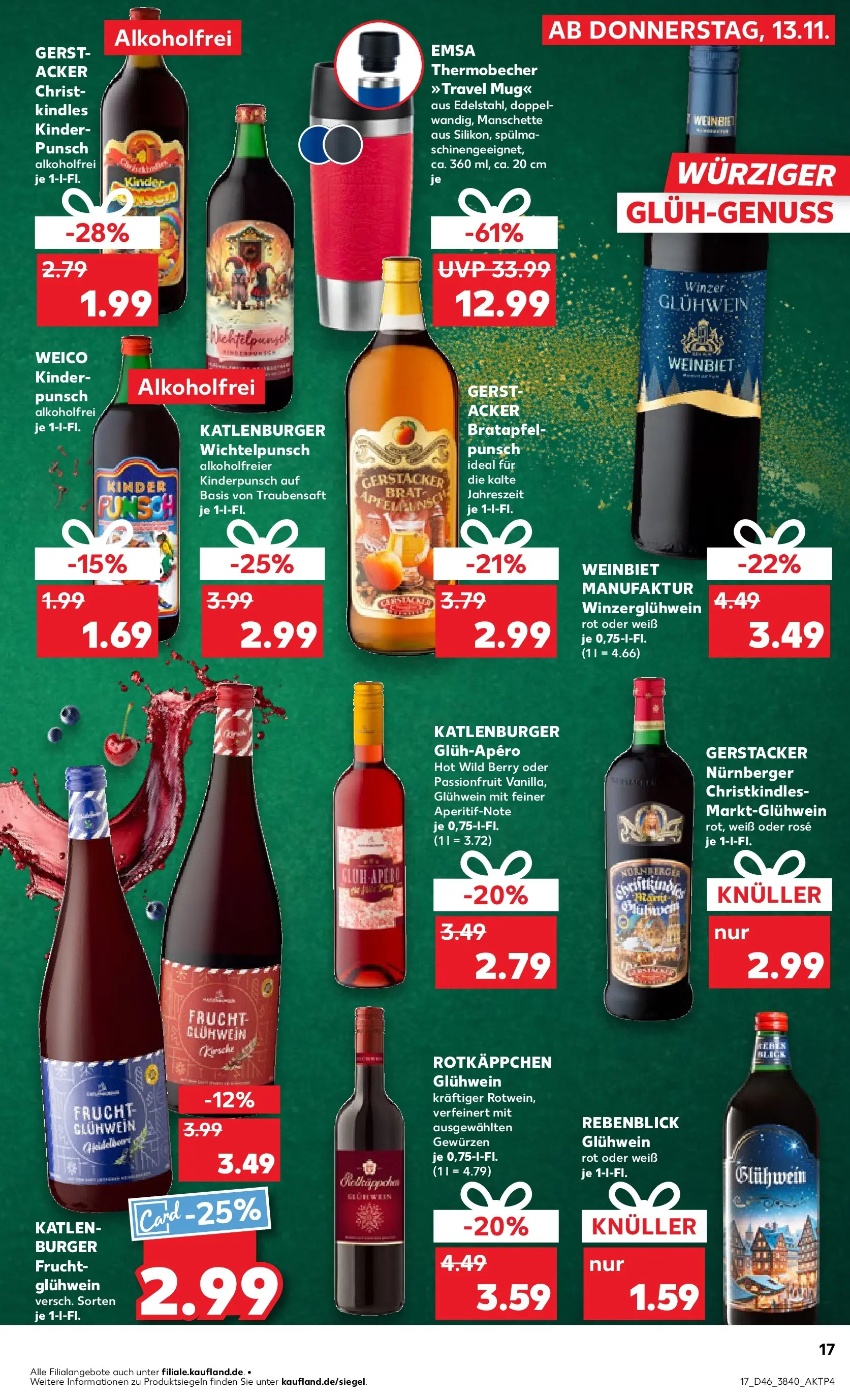 Prospekt Kaufland ab 13.11.2025 » Angebote Online zum Blättern | Seite: 17 | Produkte: Burger, Rotkäppchen