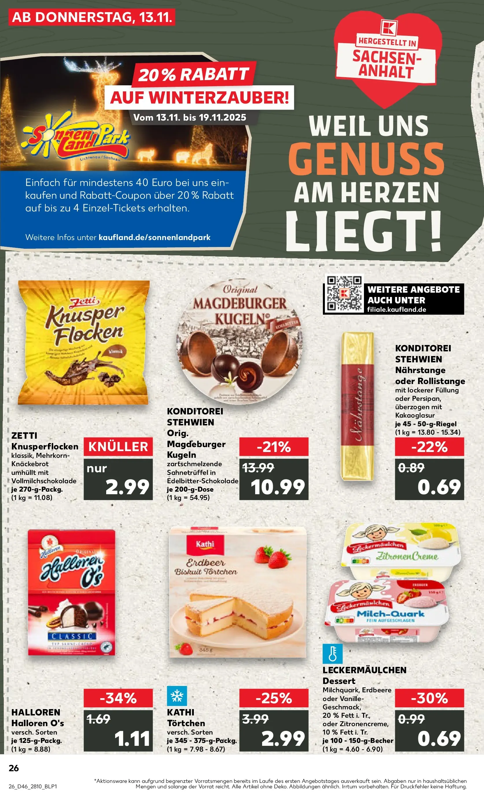 Prospekt Kaufland ab 13.11.2025 » Angebote Online zum Blättern | Seite: 26 | Produkte: Creme, Flocken, Zitronen