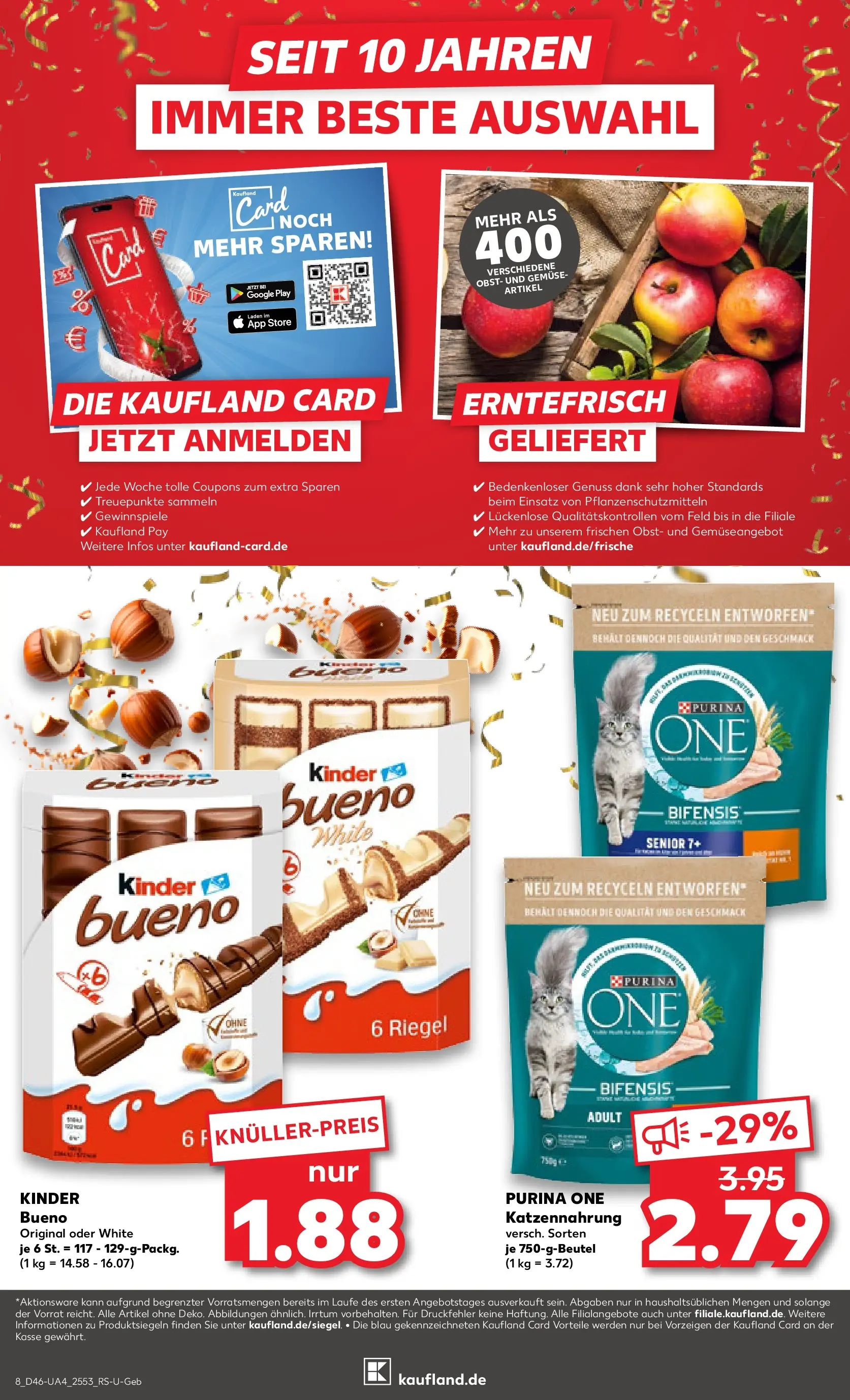 Prospekt Kaufland ab 13.11.2025 » Angebote und Werbung Online | Seite: 8 | Produkte: Purina one, Kinder bueno, Gemüse, Obst Prospekt Kaufland ab 13.11.2025 » Angebote Online zum Blättern | Seite: 8 | Produkte: Purina one, Kinder bueno, Gemüse, Obst