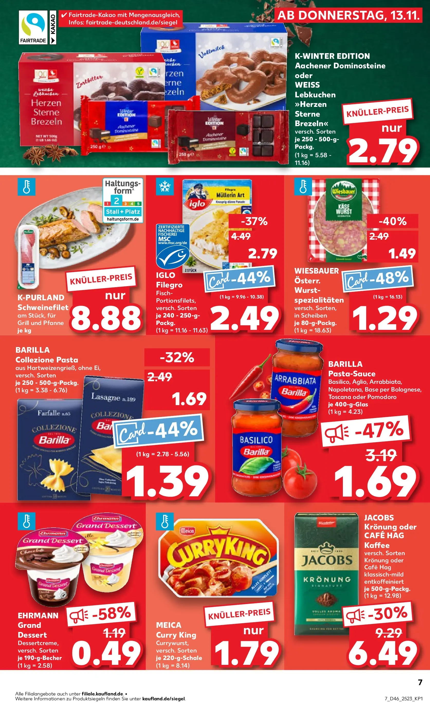 Prospekt Kaufland ab 13.11.2025 » Angebote Online zum Blättern | Seite: 7 | Produkte: Grill, Kaffee, Wurst, Pasta