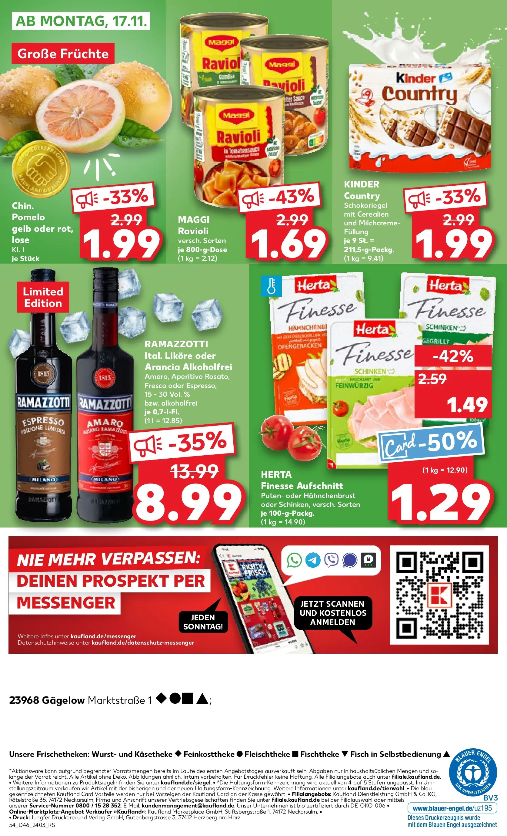 Prospekt Kaufland ab 13.11.2025 » Angebote Online zum Blättern | Seite: 54 | Produkte: Maggi, Schinken, Herta finesse, Kinder country