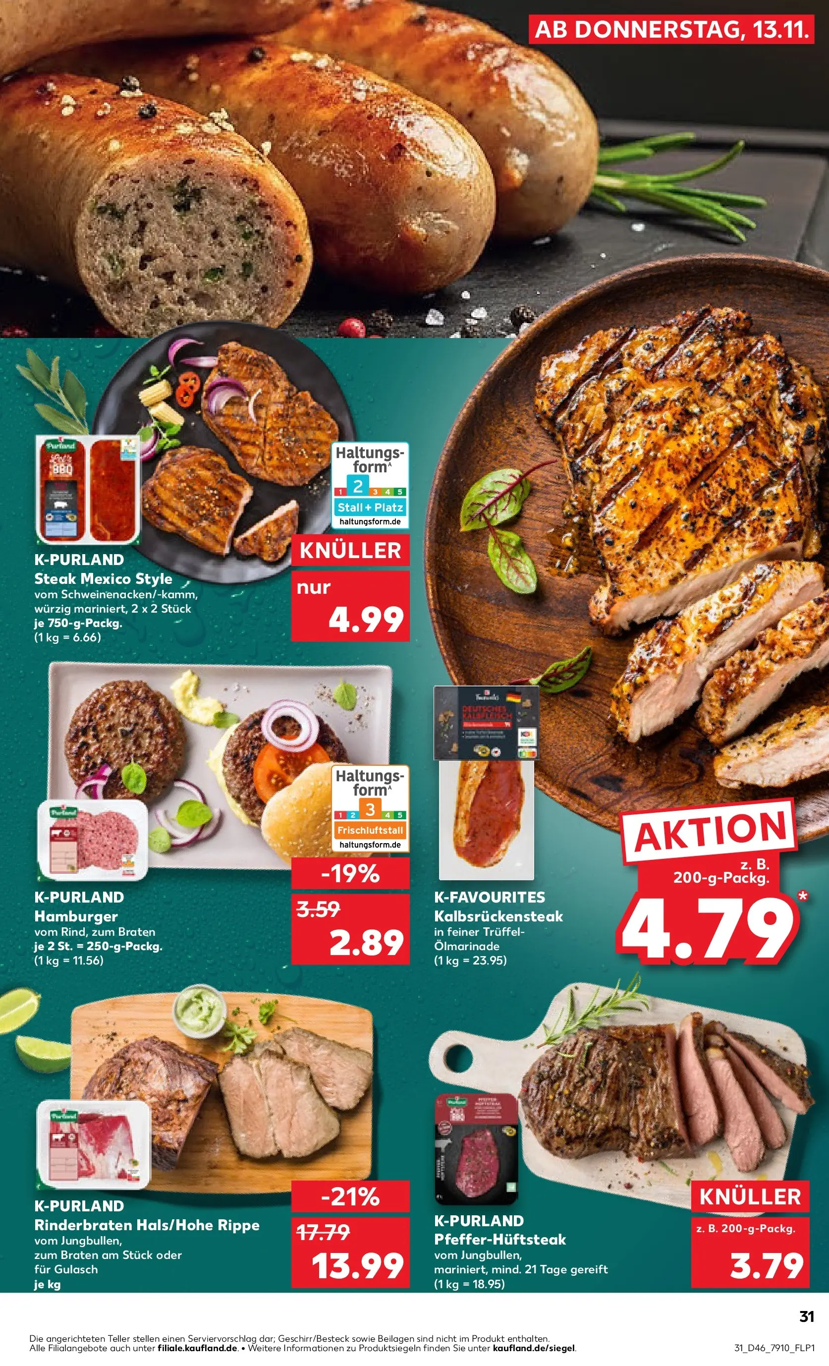 Prospekt Kaufland ab 12.11.2025 » Angebote Online zum Blättern | Seite: 31 | Produkte: Rinderbraten, Gulasch, Steak