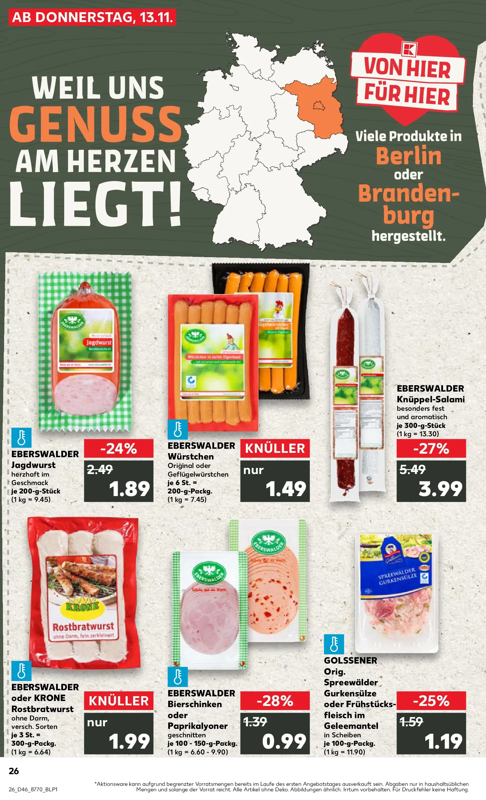 Prospekt Kaufland ab 12.11.2025 » Angebote Online zum Blättern | Seite: 26 | Produkte: Fleisch