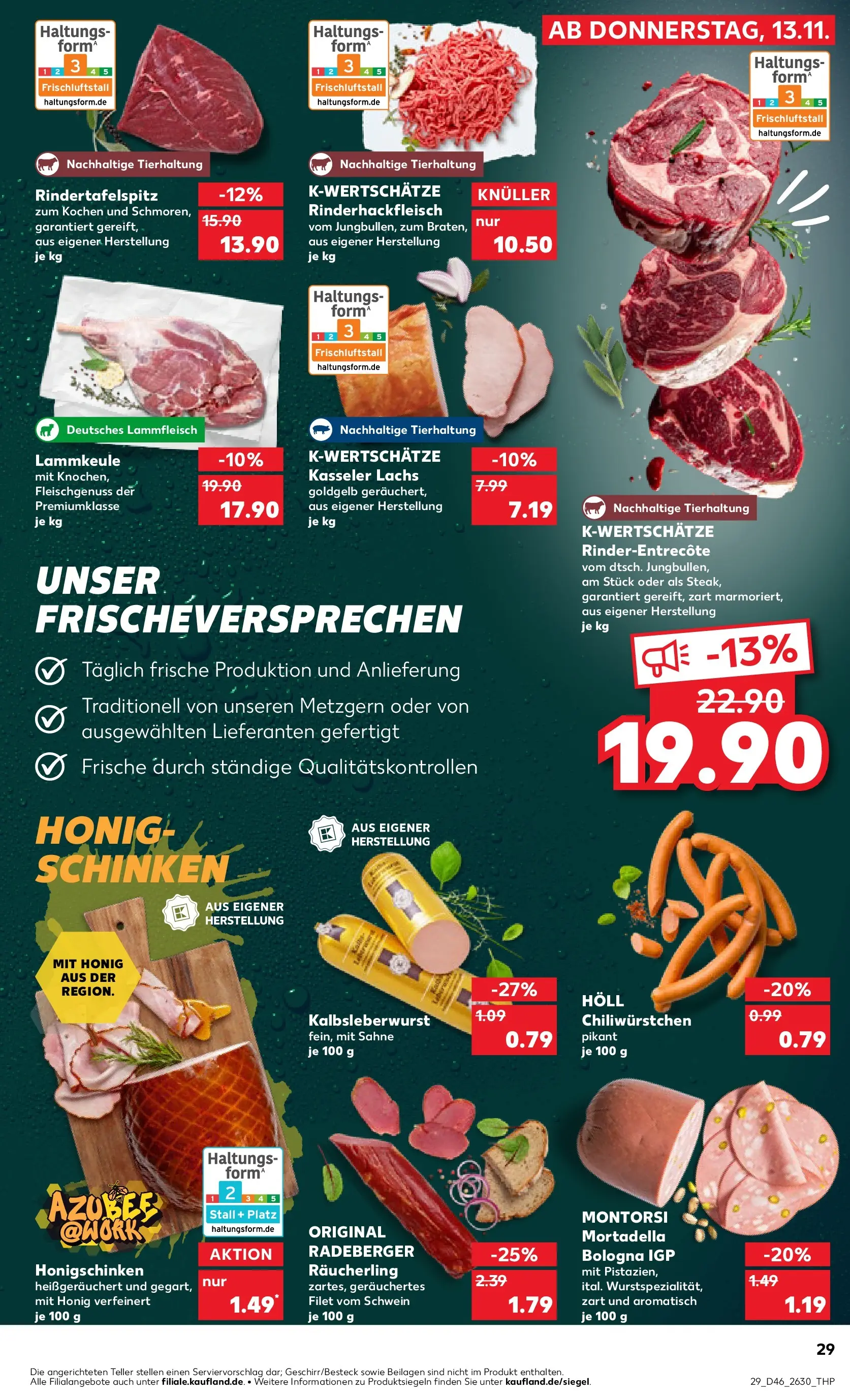 Prospekt Kaufland ab 13.11.2025 » Angebote Online zum Blättern | Seite: 29 | Produkte: Lammkeule, Chili, Schinken, Sahne