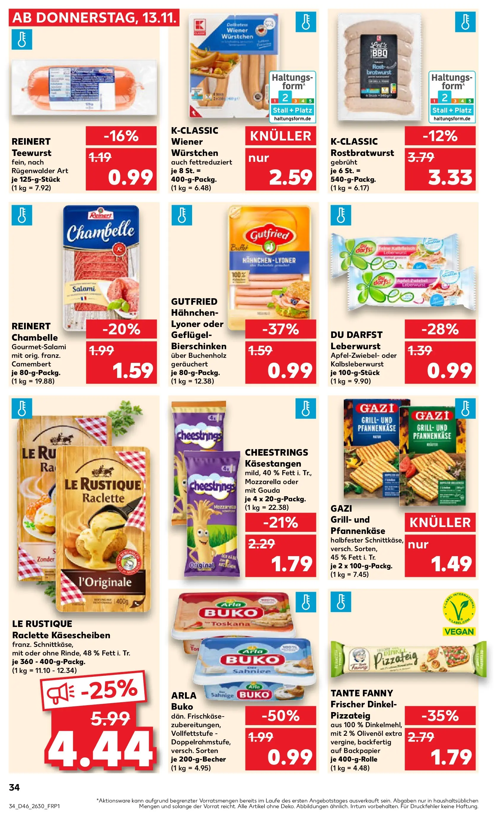 Prospekt Kaufland ab 13.11.2025 » Angebote Online zum Blättern | Seite: 34 | Produkte: Mozzarella, Olivenol, Arla buko, Frischkase