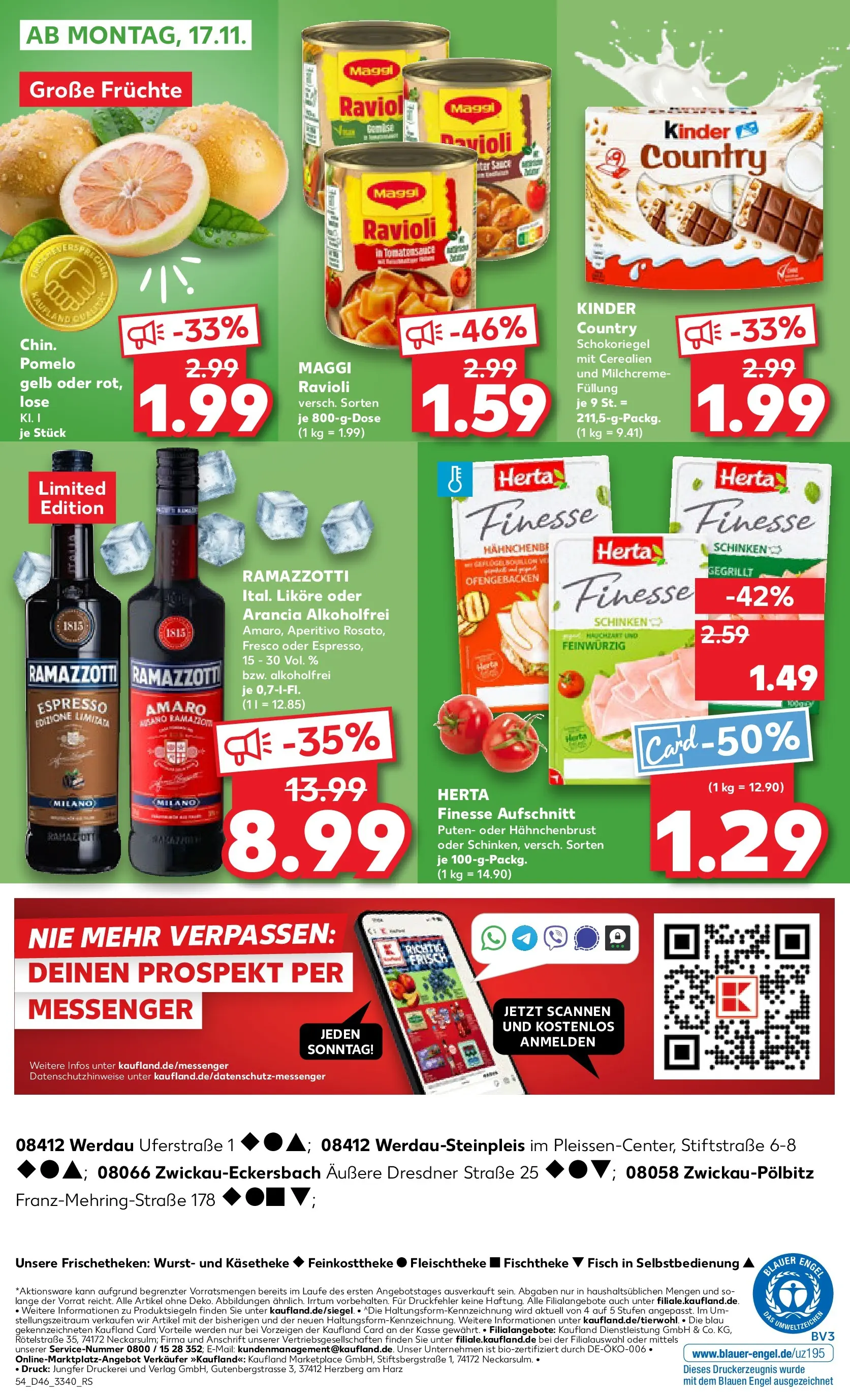 Prospekt Kaufland ab 13.11.2025 » Angebote Online zum Blättern | Seite: 54 | Produkte: Maggi, Ramazzotti, Kinder country, Hahnchenbrust