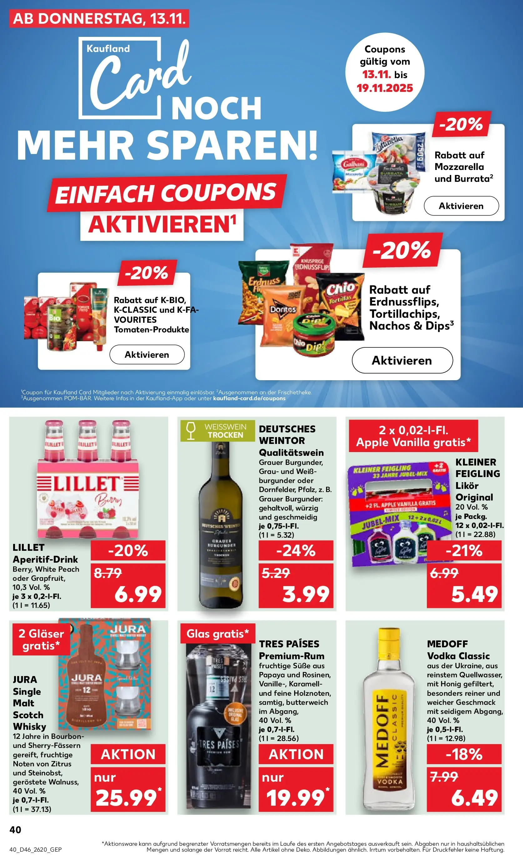 Prospekt Kaufland ab 12.11.2025 » Angebote Online zum Blättern | Seite: 40 | Produkte: Jura, Likör, Nachos, Burrata