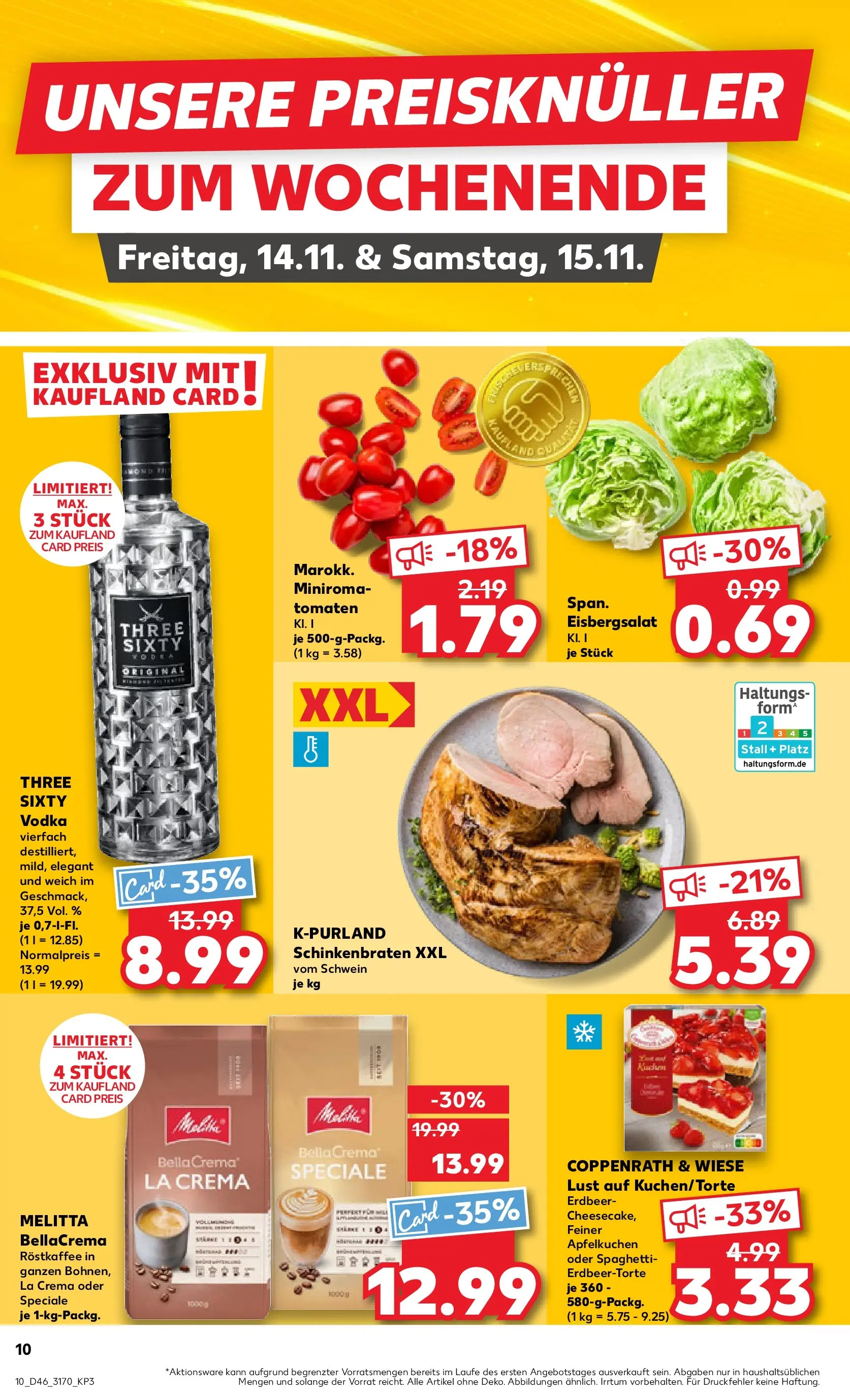 Prospekt Kaufland ab 13.11.2025 » Angebote Online zum Blättern | Seite: 10 | Produkte: Melitta, Tomaten, Eisbergsalat, Vodka