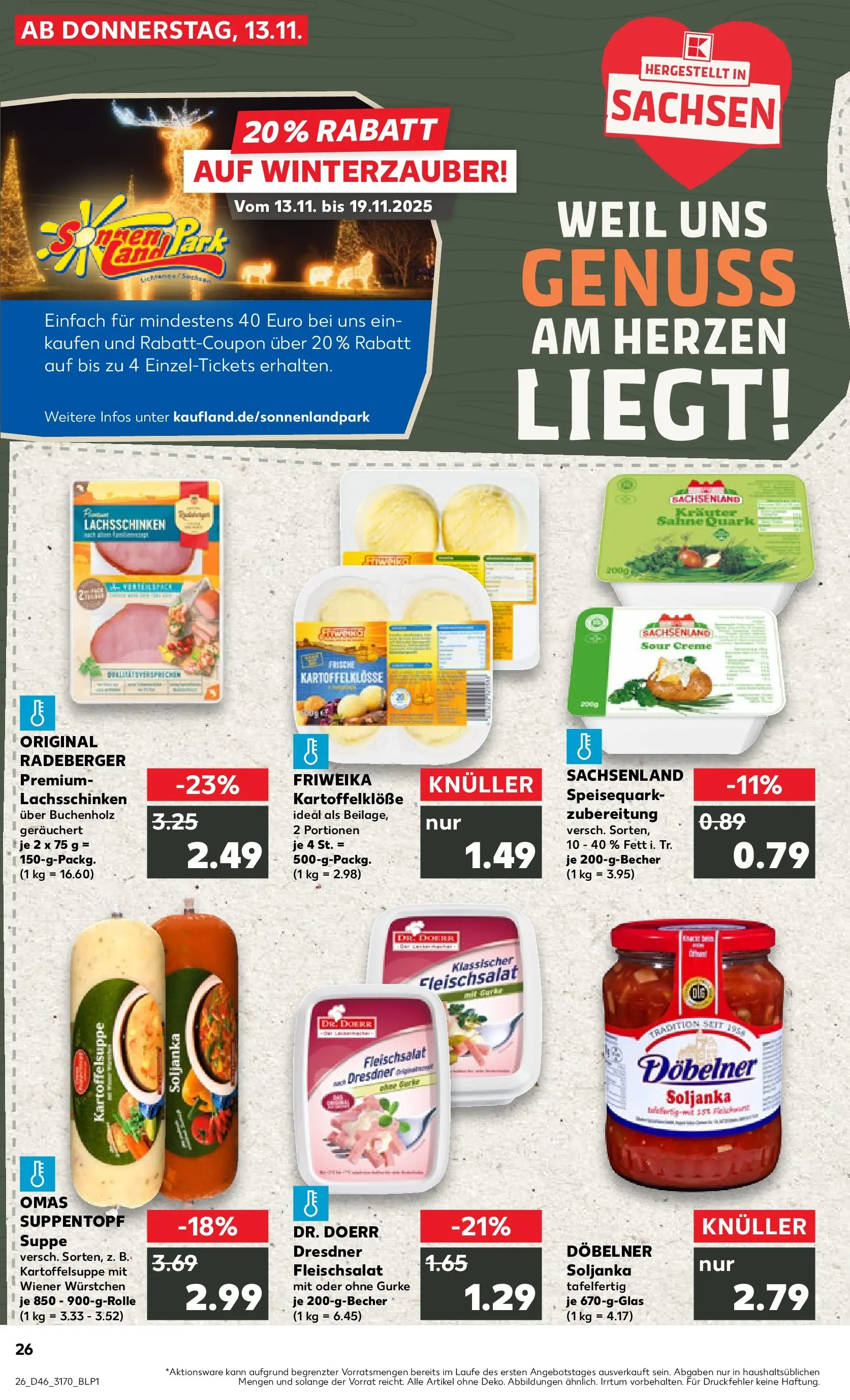 Prospekt Kaufland ab 13.11.2025 » Angebote Online zum Blättern | Seite: 26 | Produkte: Quark, Creme, Sahne, Speisequark