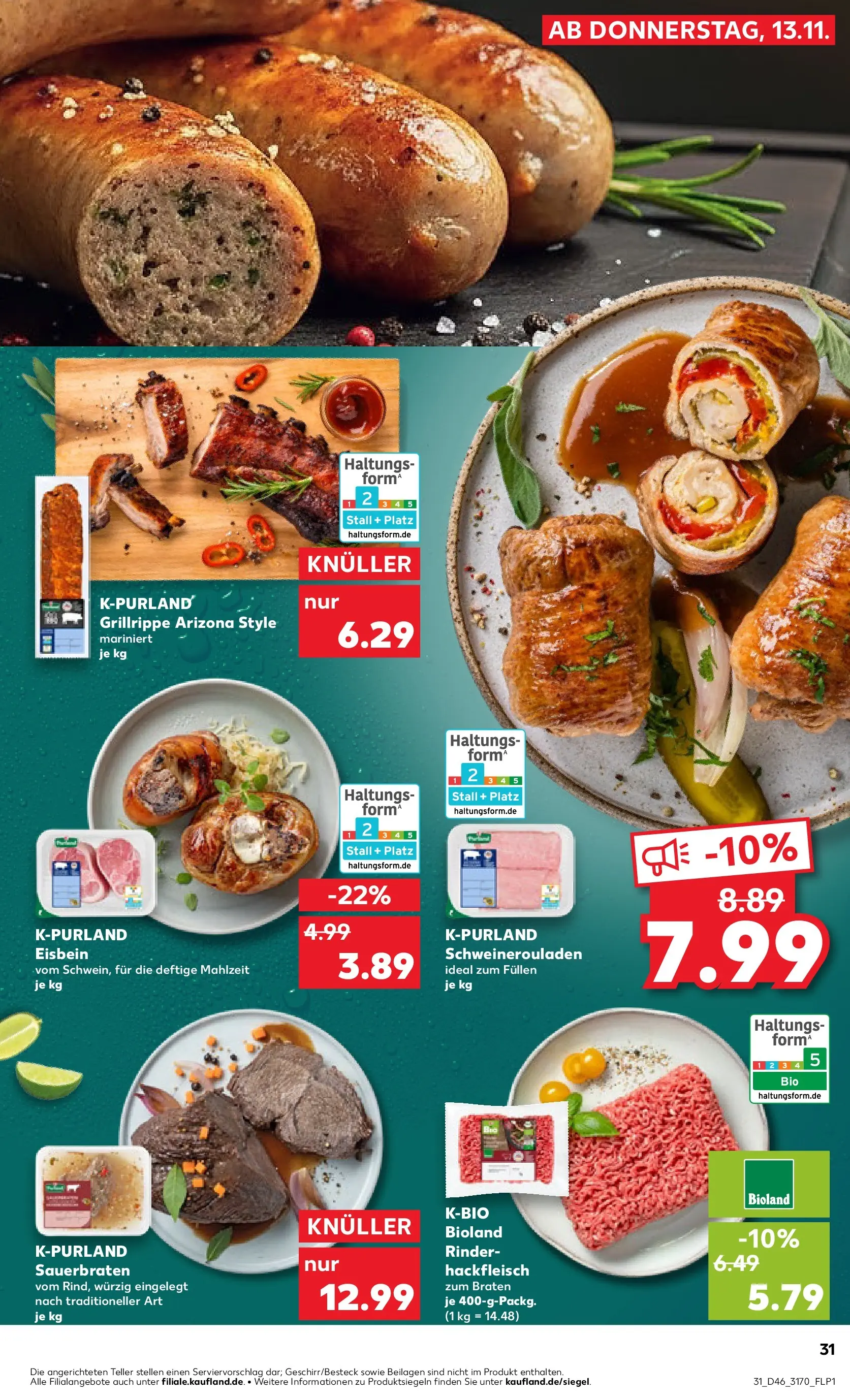 Prospekt Kaufland ab 13.11.2025 » Angebote Online zum Blättern | Seite: 31 | Produkte: Hackfleisch