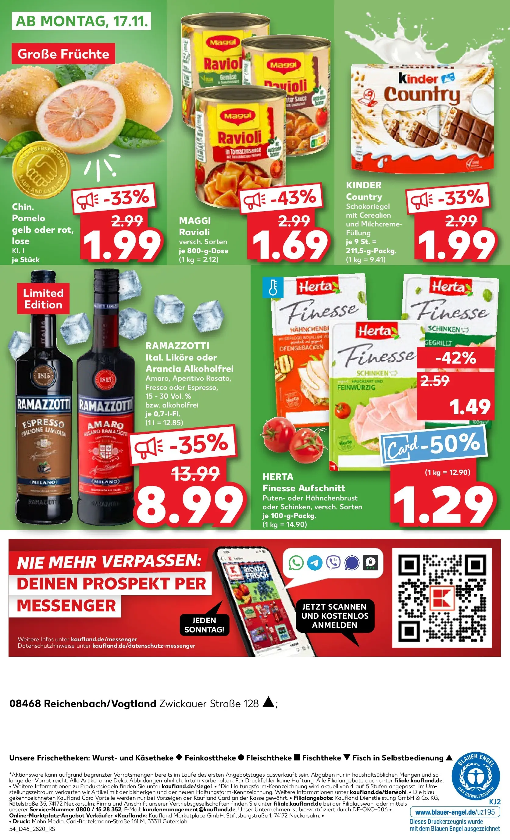 Prospekt Kaufland ab 12.11.2025 » Angebote Online zum Blättern | Seite: 54 | Produkte: Maggi, Wurst, Ramazzotti, Kinder country