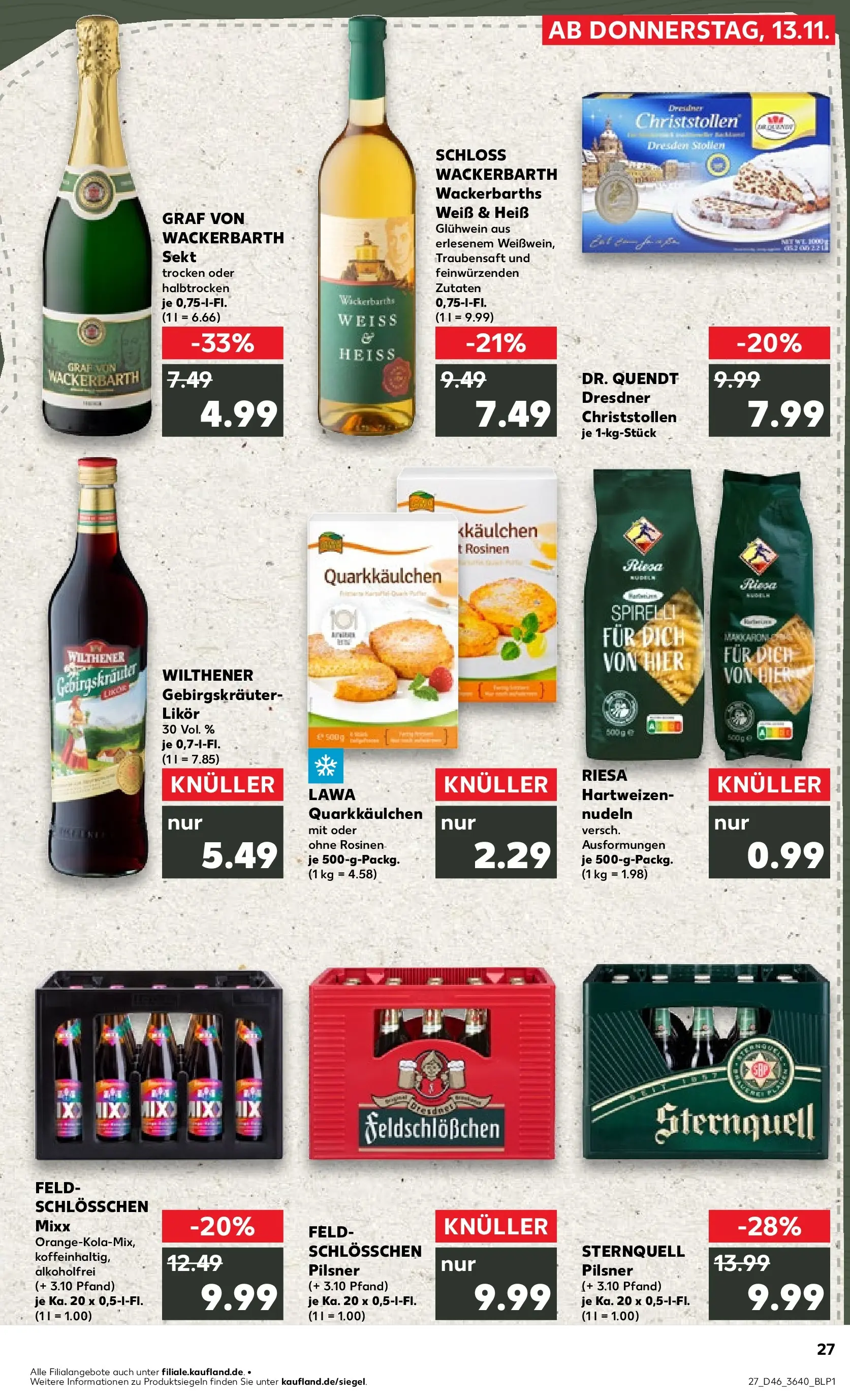 Prospekt Kaufland ab 12.11.2025 » Angebote Online zum Blättern | Seite: 35 | Produkte: Wilthener, Likör, Pasta, Nudeln