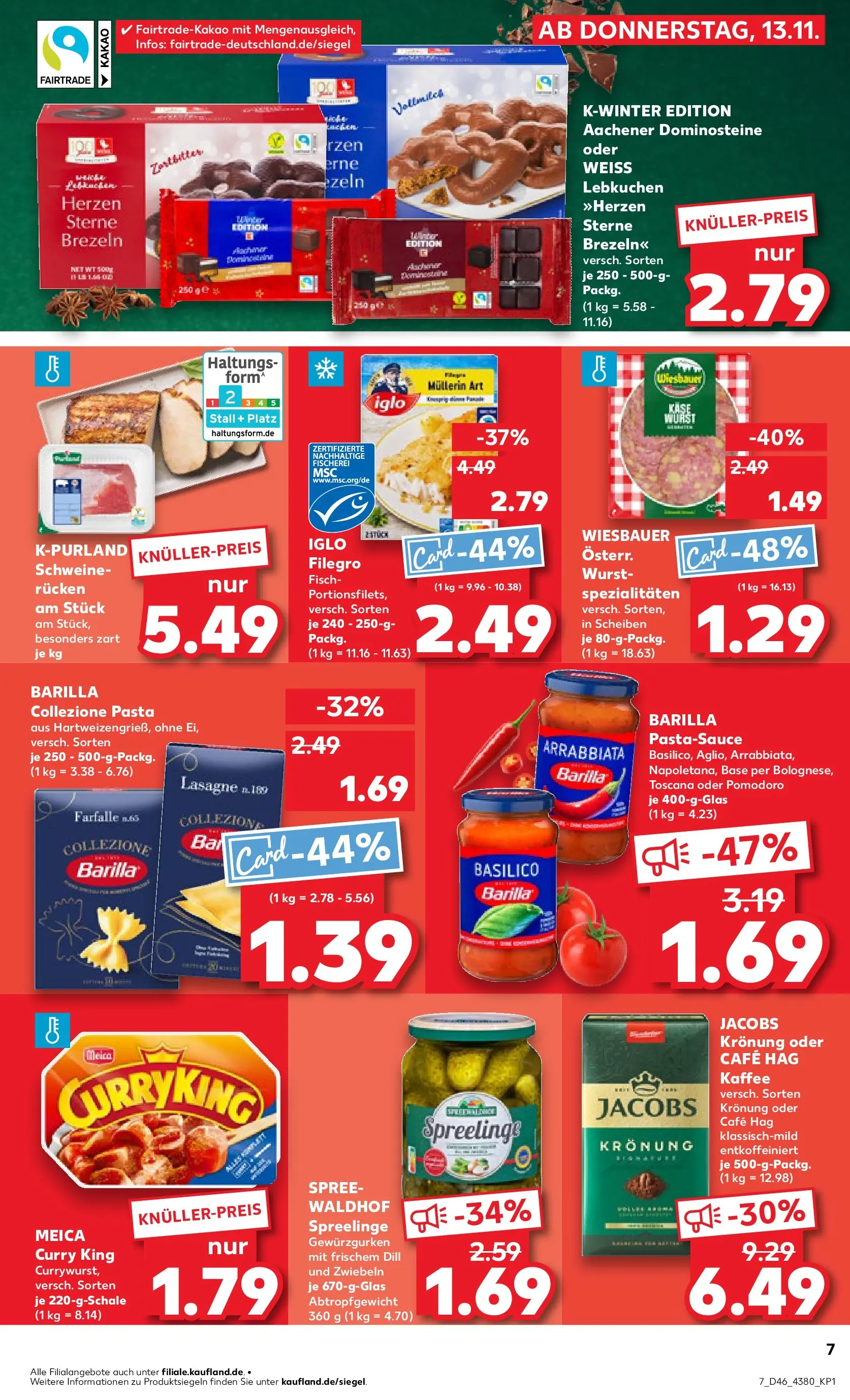 Prospekt Kaufland ab 13.11.2025 » Angebote Online zum Blättern | Seite: 7 | Produkte: Barilla, Kaffee, Dill, Pasta