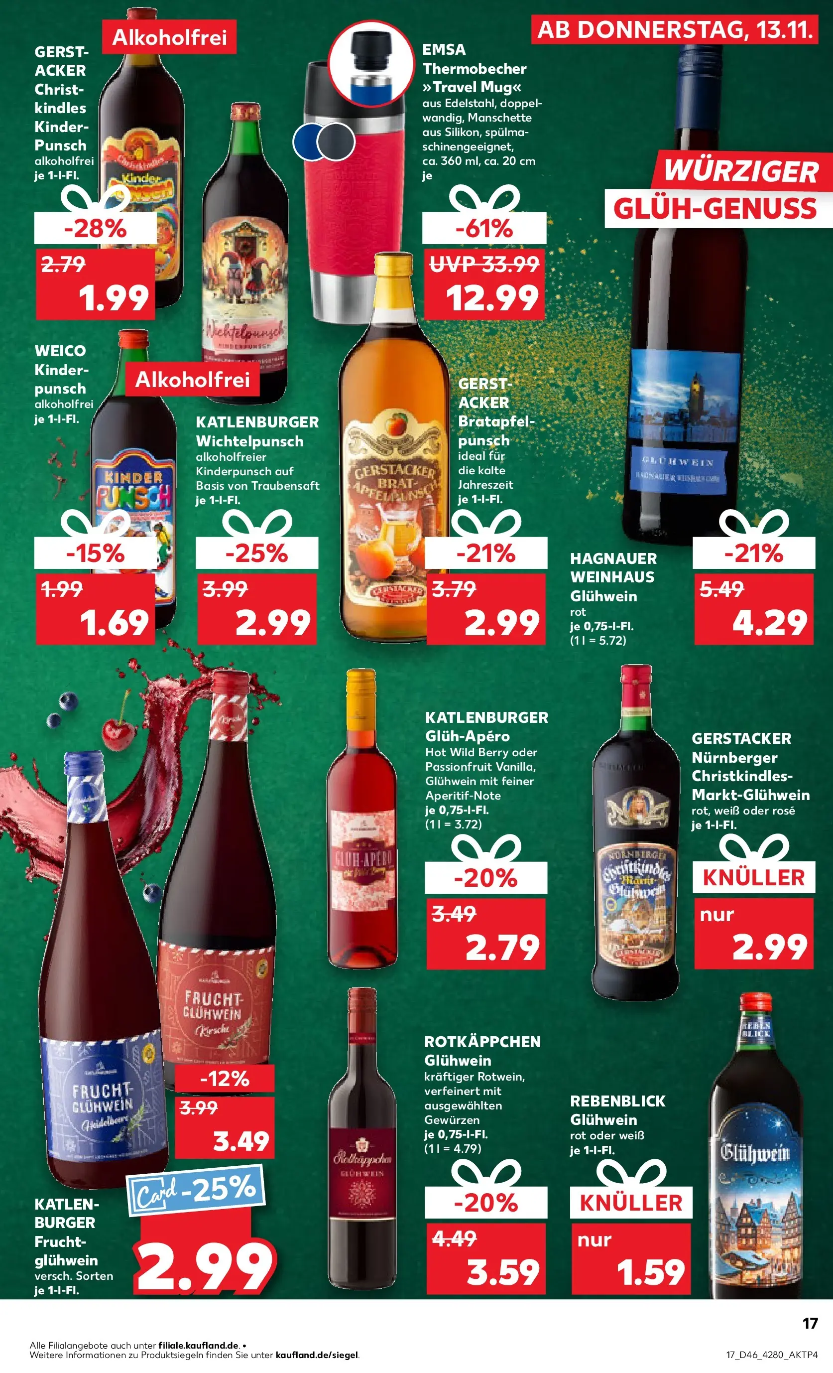 Prospekt Kaufland ab 13.11.2025 » Angebote Online zum Blättern | Seite: 17 | Produkte: Burger, Rotkäppchen