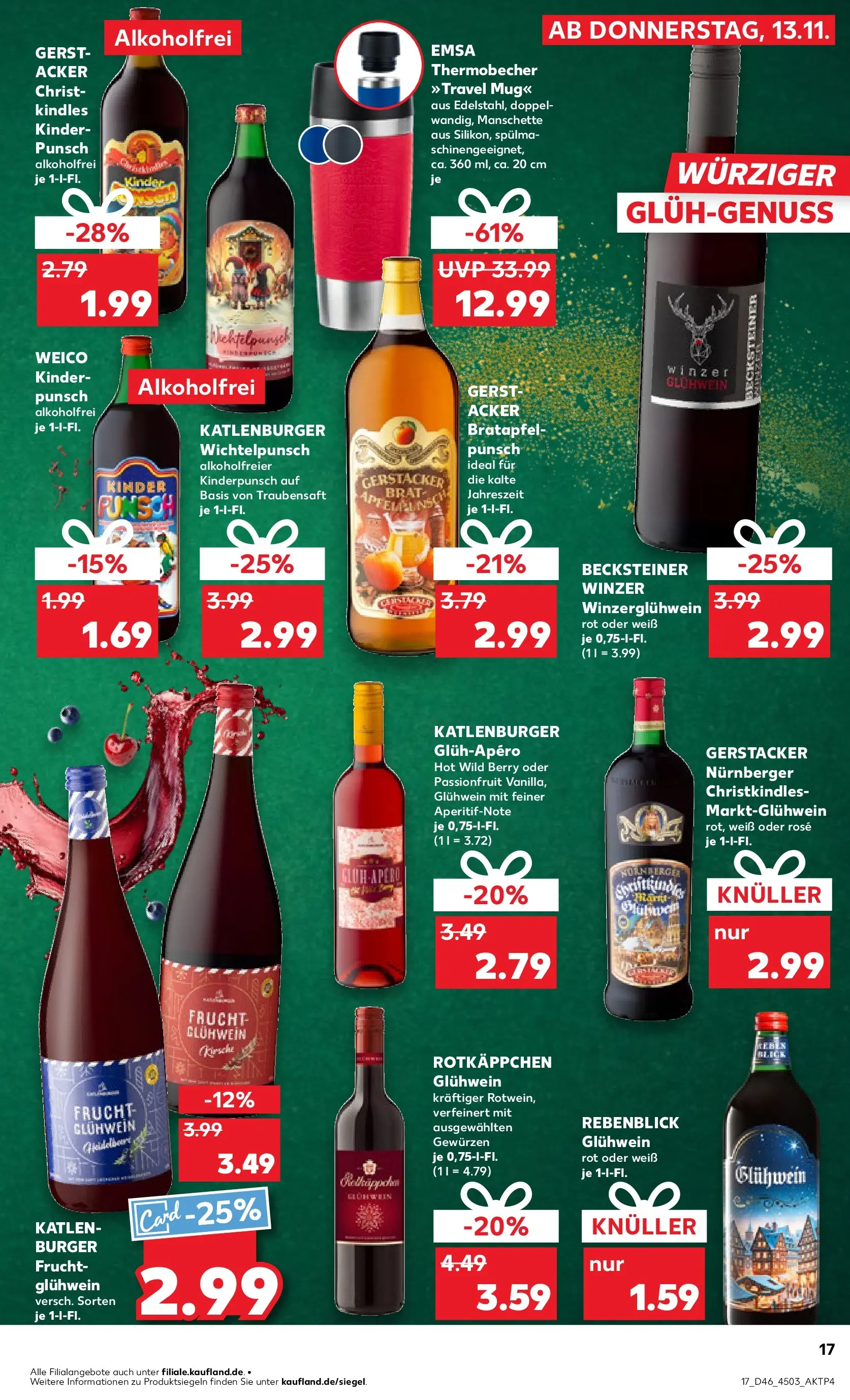 Prospekt Kaufland ab 13.11.2025 » Angebote Online zum Blättern | Seite: 17 | Produkte: Burger, Rotkäppchen