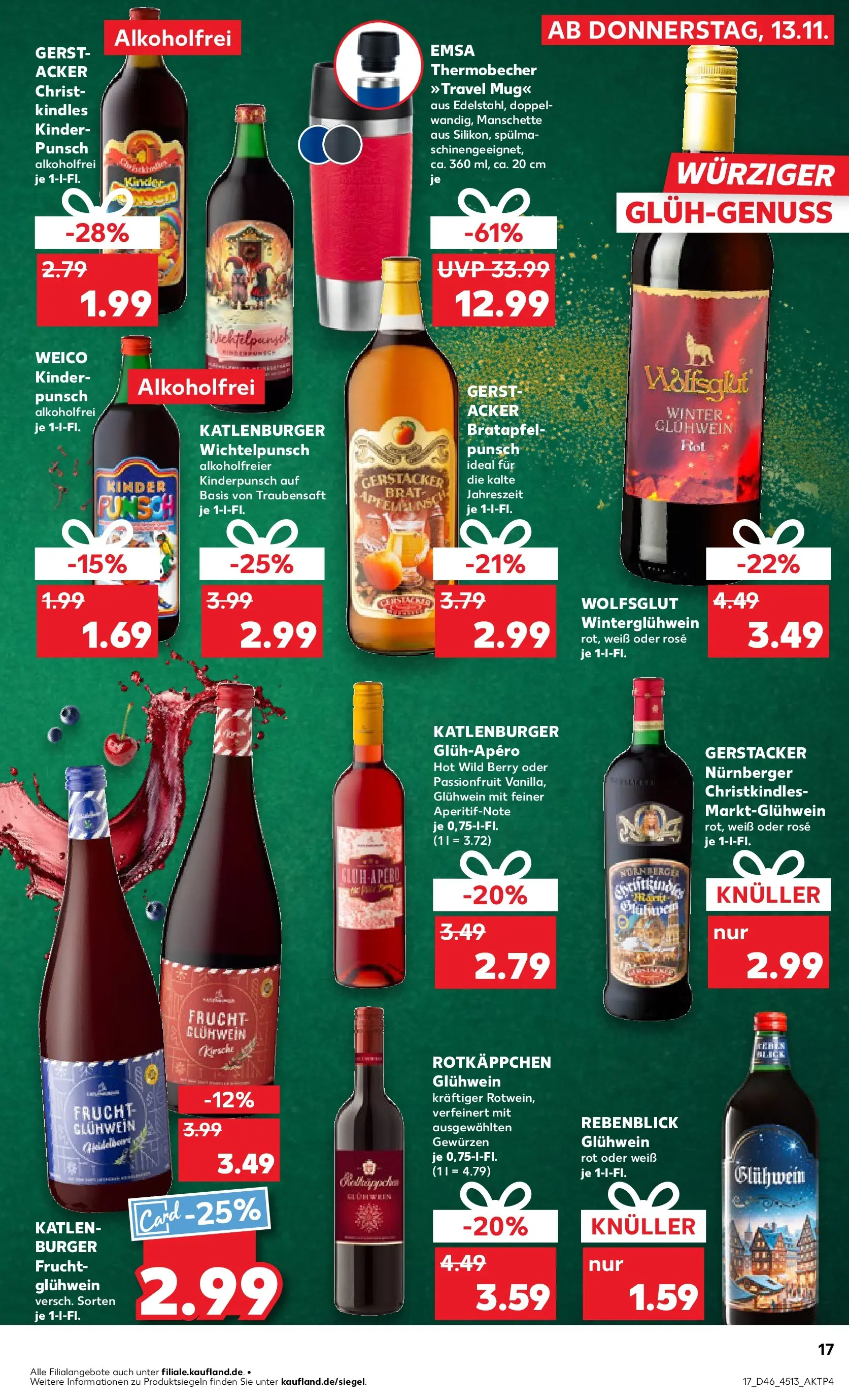Prospekt Kaufland ab 13.11.2025 » Angebote Online zum Blättern | Seite: 17 | Produkte: Burger, Apple, Rotkäppchen