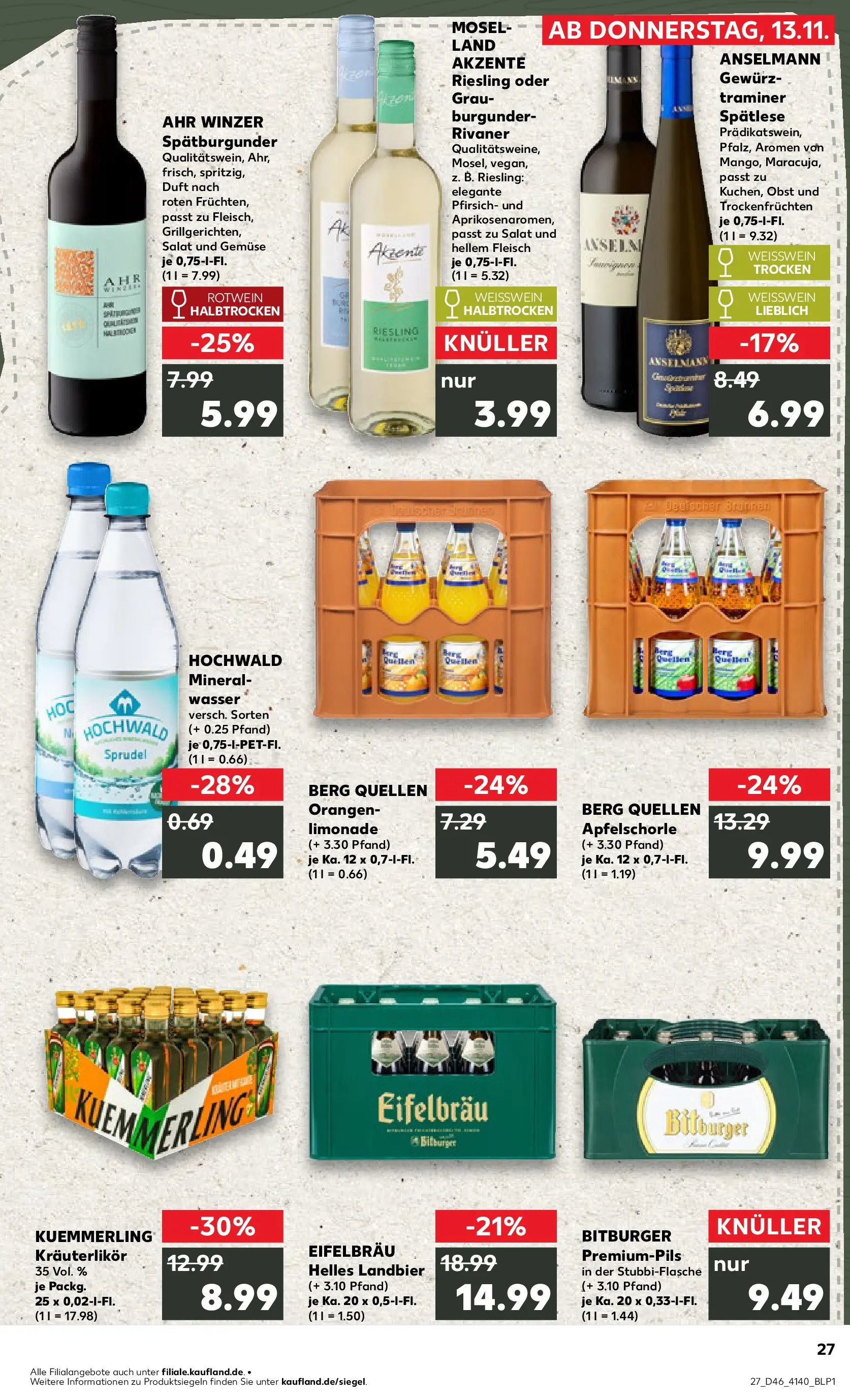 Prospekt Kaufland ab 13.11.2025 » Angebote Online zum Blättern | Seite: 27 | Produkte: Duft, Mineralwasser, Wasser, Obst