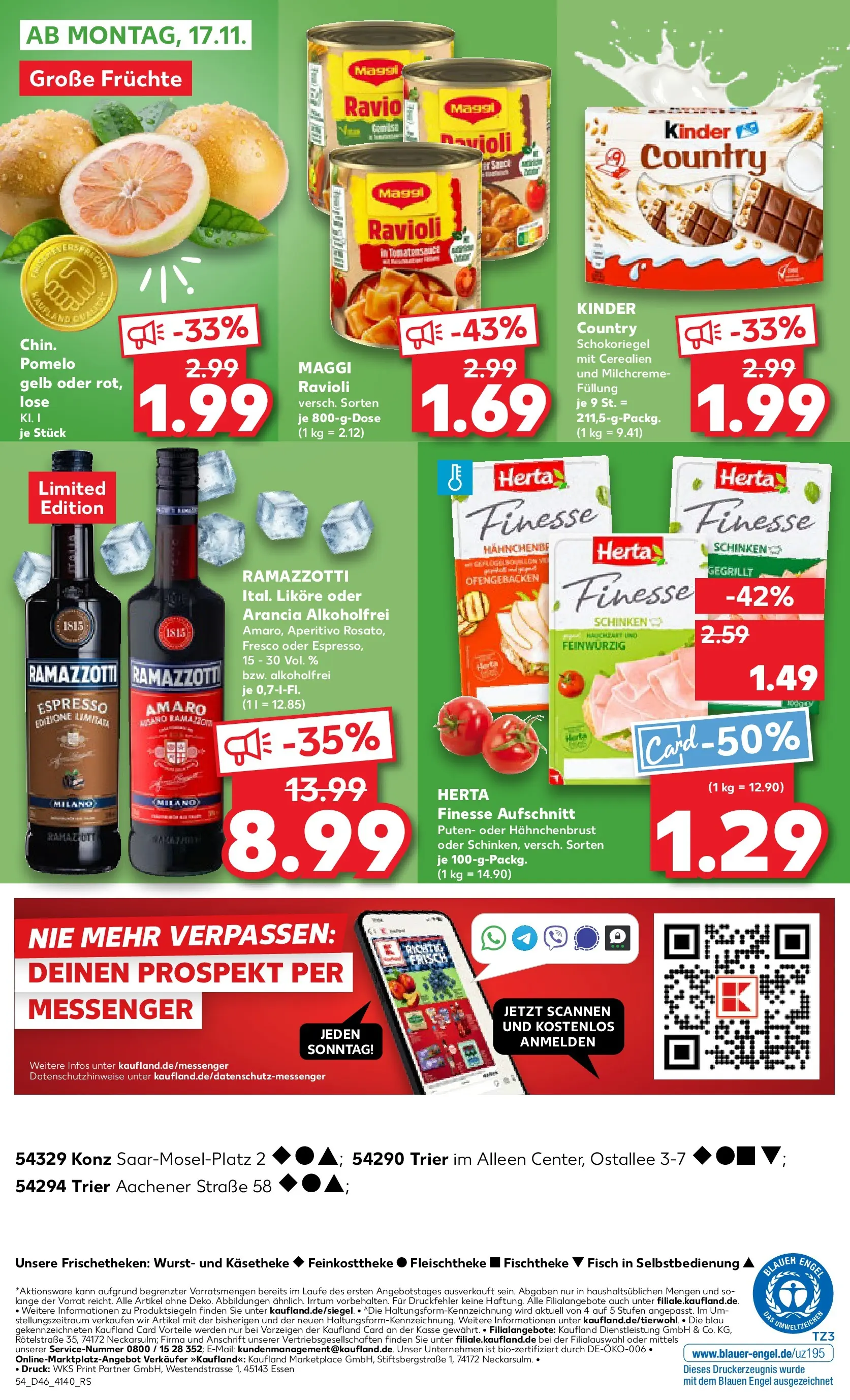 Prospekt Kaufland ab 13.11.2025 » Angebote Online zum Blättern | Seite: 54 | Produkte: Wurst, Schinken, Herta finesse, Ramazzotti