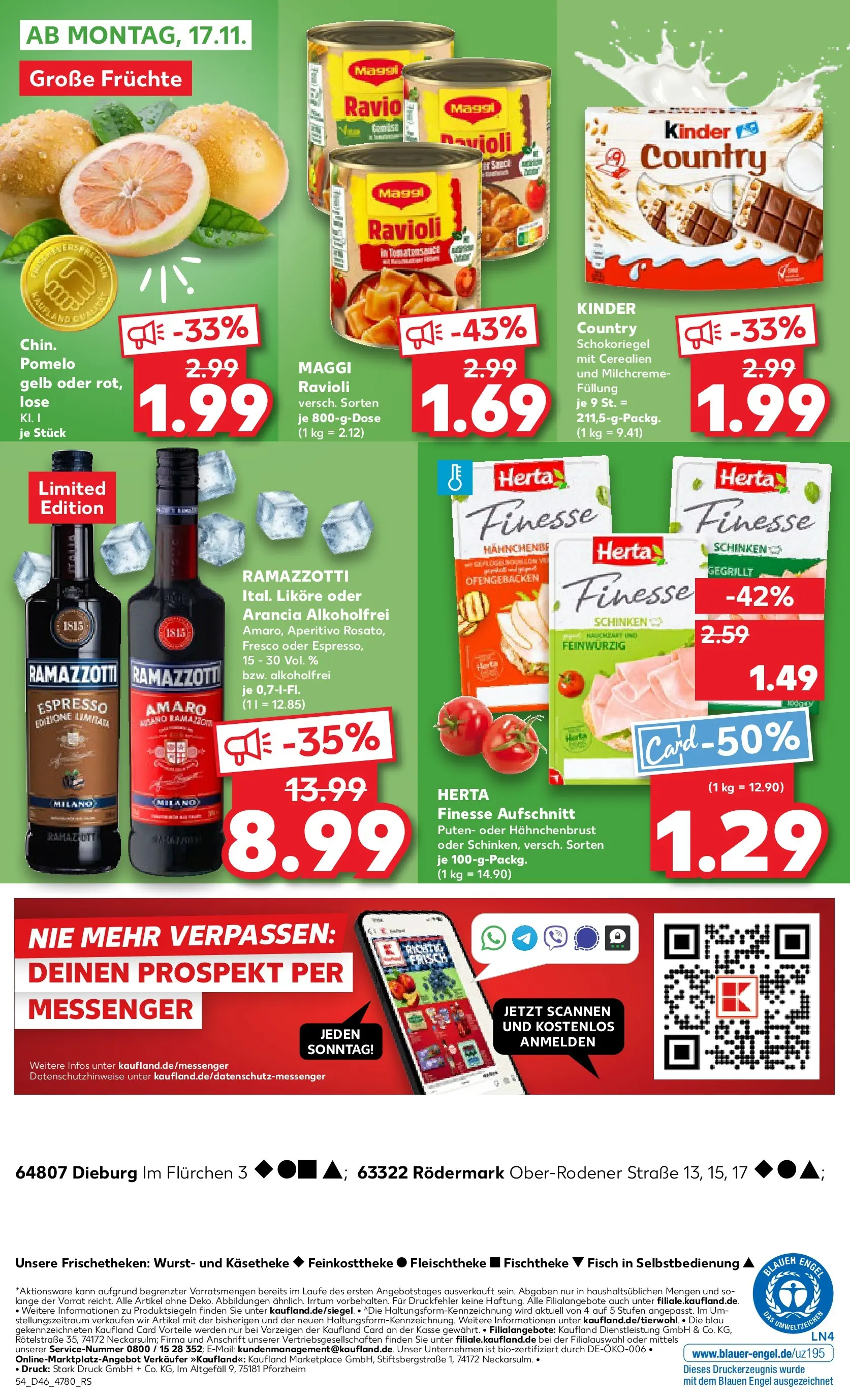 Prospekt Kaufland ab 13.11.2025 » Angebote Online zum Blättern | Seite: 54 | Produkte: Maggi, Wurst, Ramazzotti, Kinder country
