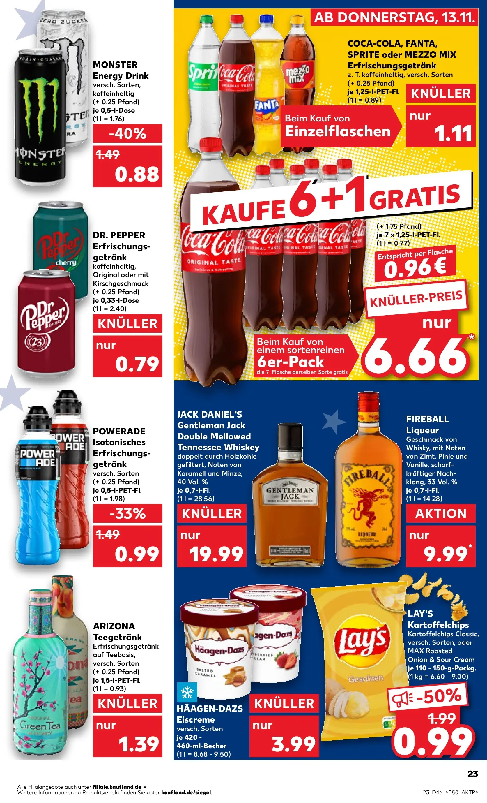 Prospekt Kaufland ab 13.11.2025 » Angebote Online zum Blättern | Seite: 23 | Produkte: Jack Daniel's, Monster, Chips, Whiskey