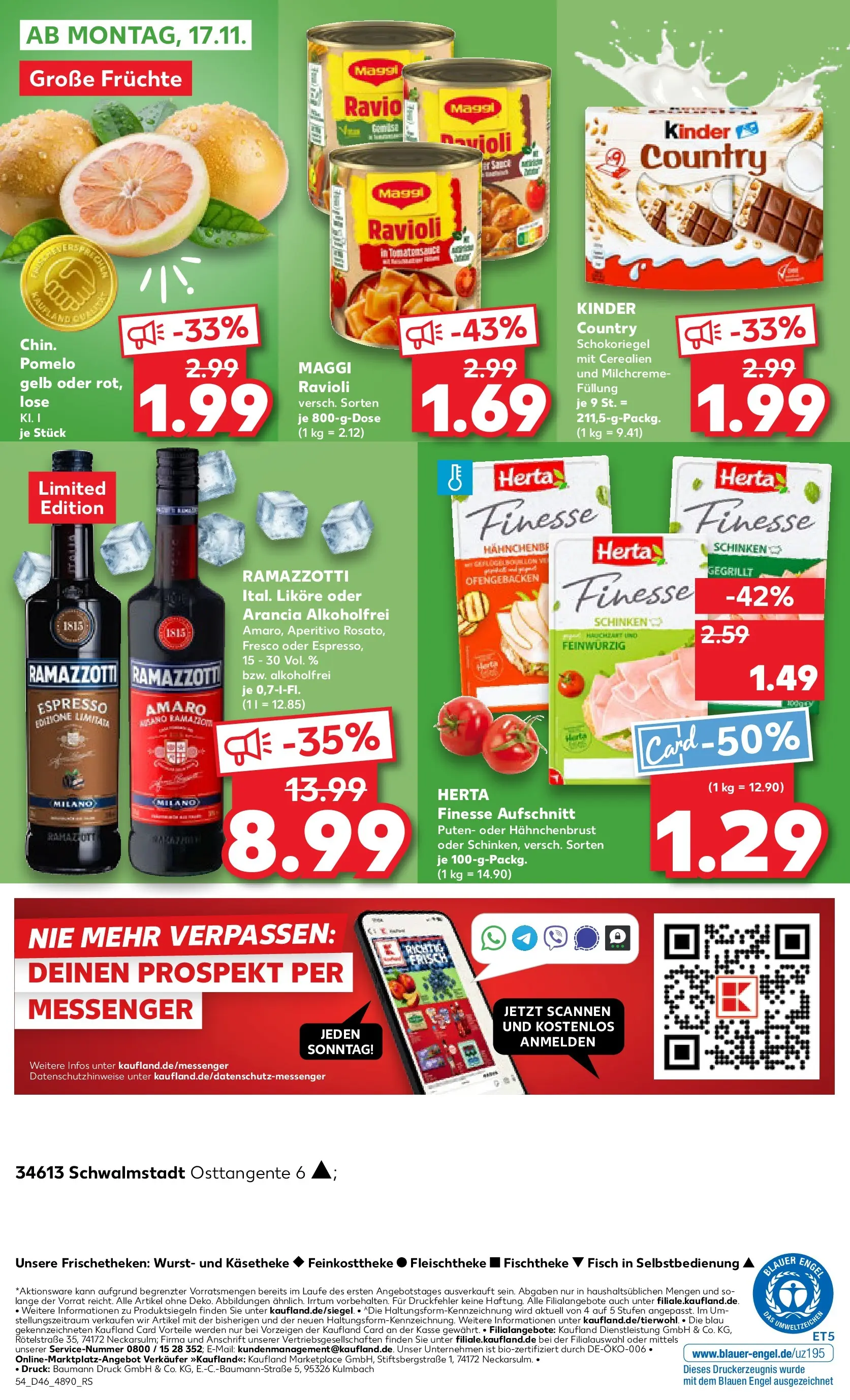 Prospekt Kaufland ab 13.11.2025 » Angebote Online zum Blättern | Seite: 54 | Produkte: Maggi, Wurst, Ramazzotti, Kinder country