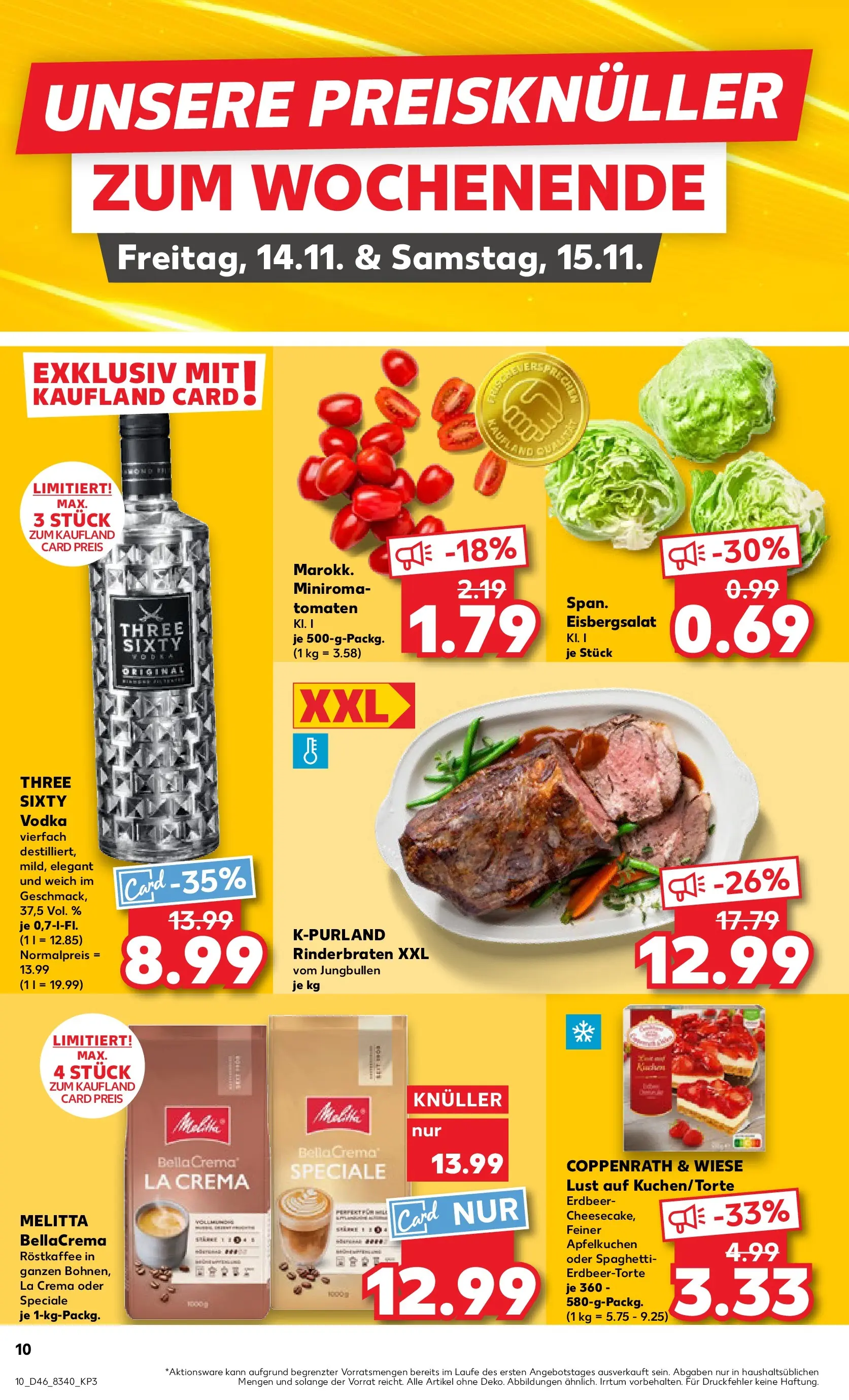 Prospekt Kaufland ab 13.11.2025 » Angebote Online zum Blättern | Seite: 10 | Produkte: Rinderbraten, Tomaten, Eisbergsalat, Vodka