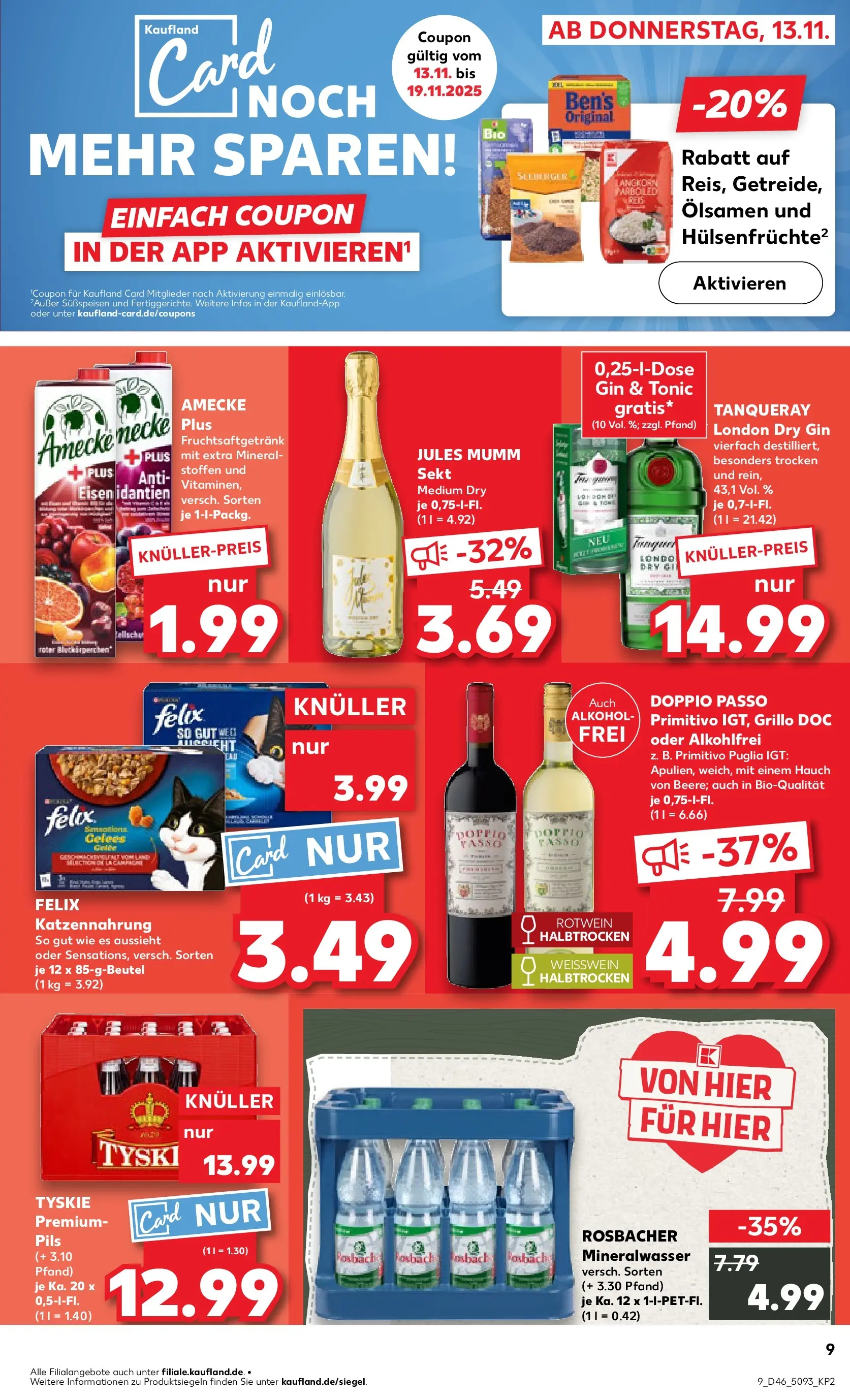 Prospekt Kaufland ab 13.11.2025 » Angebote Online zum Blättern | Seite: 9 | Produkte: Pils, Doppio passo primitivo, Doppio Passo, Reis