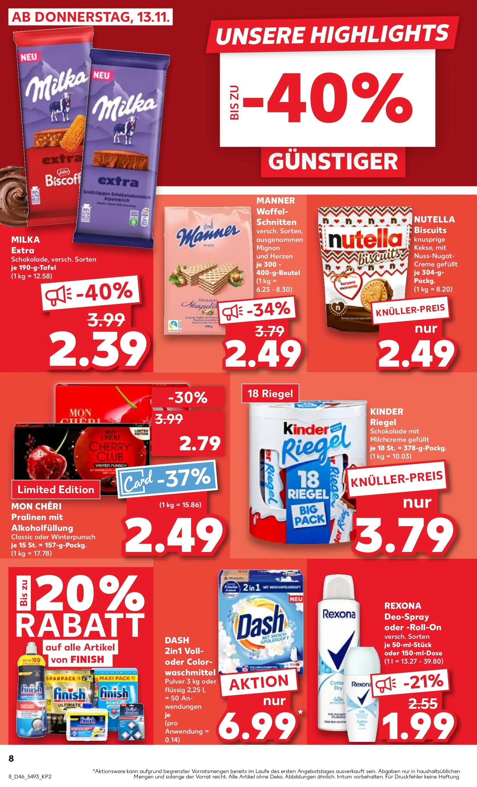Prospekt Kaufland ab 13.11.2025 » Angebote Online zum Blättern | Seite: 12 | Produkte: Milka, Kinder riegel, Deodorant, Mon cheri