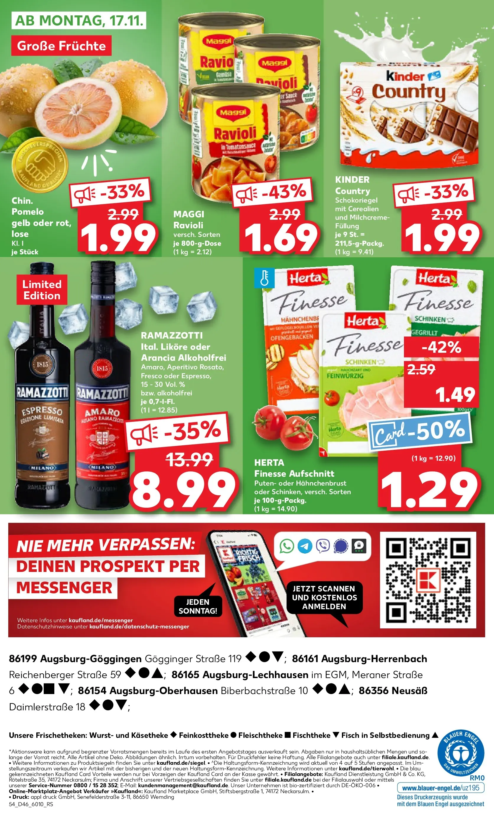 Prospekt Kaufland ab 13.11.2025 » Angebote Online zum Blättern | Seite: 54 | Produkte: Maggi, Ramazzotti, Kinder country, Hahnchenbrust