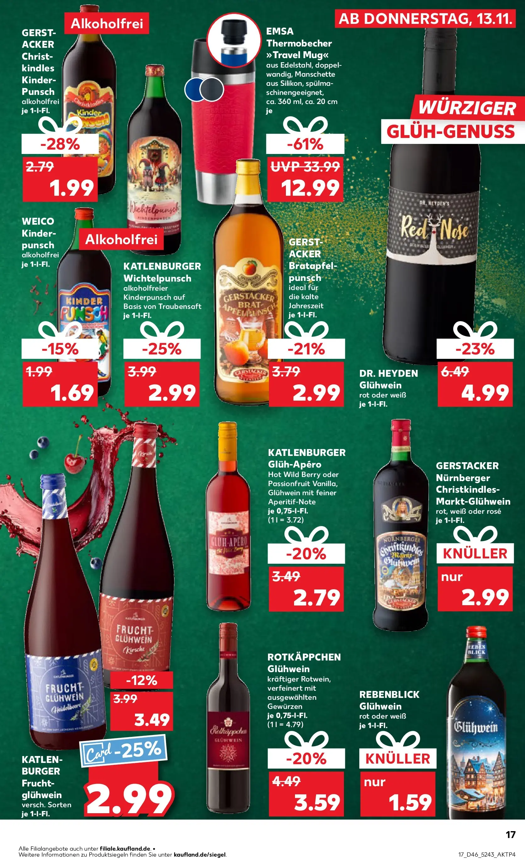 Prospekt Kaufland ab 13.11.2025 » Angebote Online zum Blättern | Seite: 17 | Produkte: Burger, Rotkäppchen