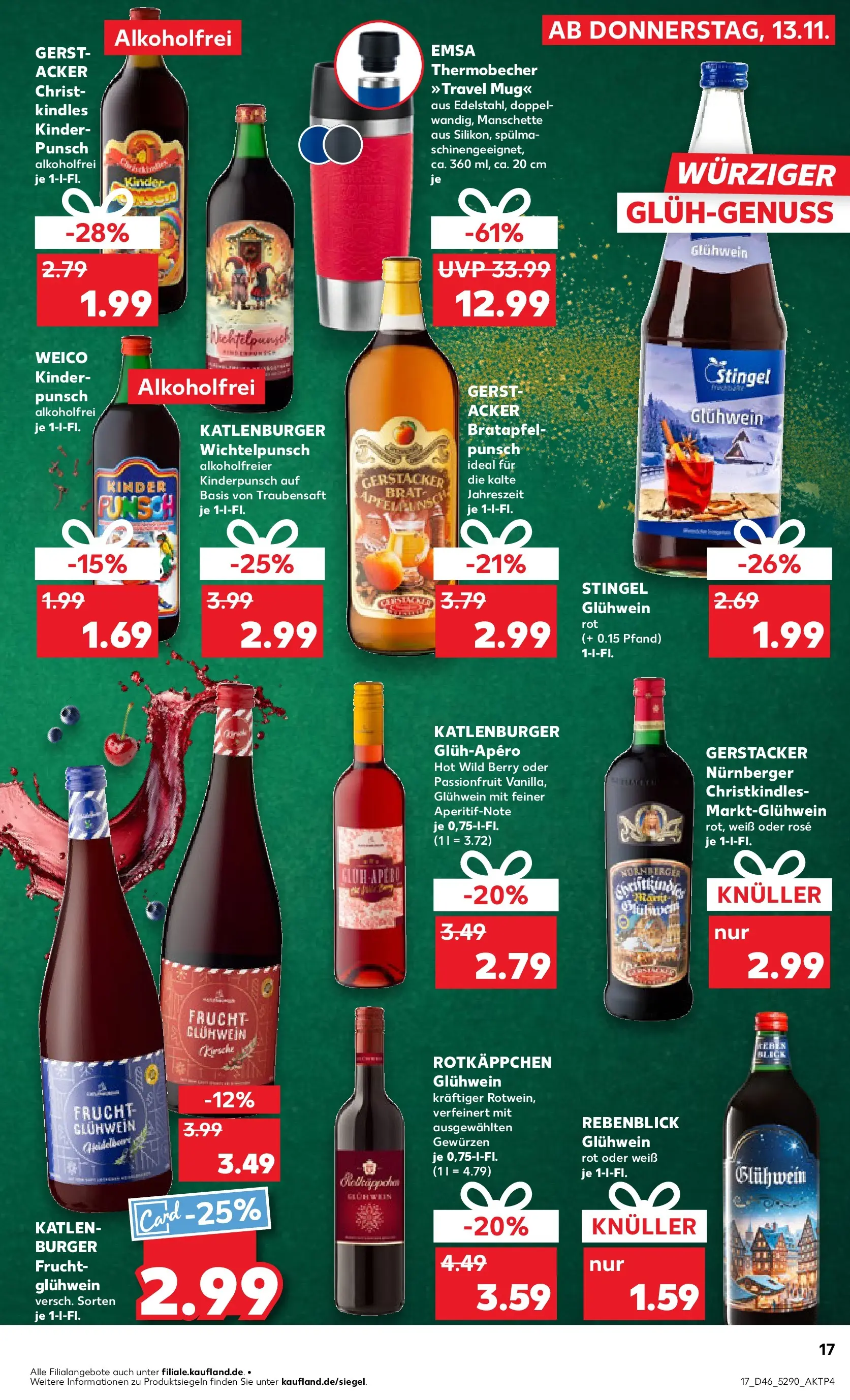 Prospekt Kaufland ab 13.11.2025 » Angebote Online zum Blättern | Seite: 17 | Produkte: Burger, Rotkäppchen