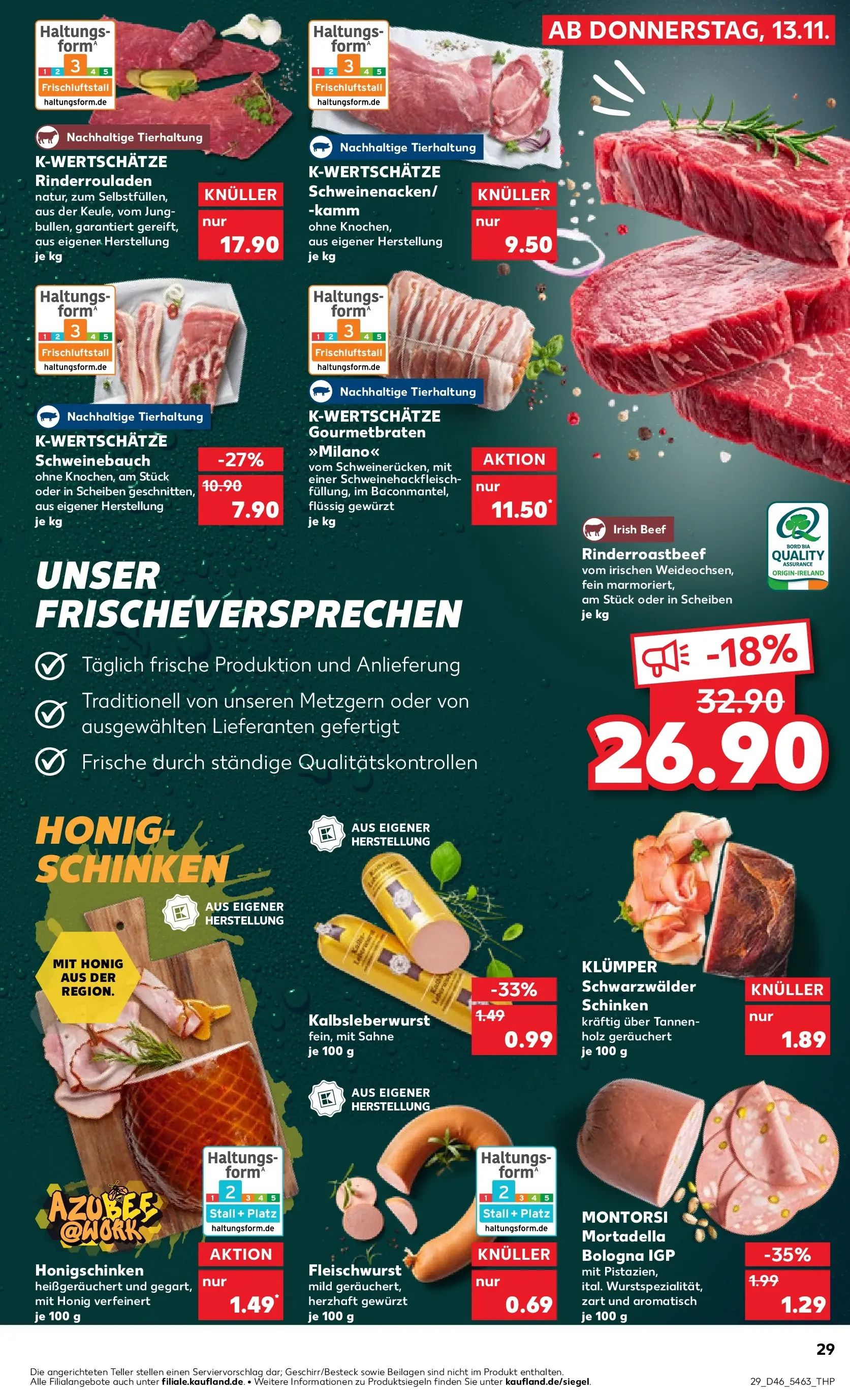 Prospekt Kaufland ab 13.11.2025 » Angebote und Werbung Online | Seite: 37 | Produkte: Rinderrouladen, Schweinebauch, Schinken, Sahne Prospekt Kaufland ab 13.11.2025 » Angebote Online zum Blättern | Seite: 37 | Produkte: Rinderrouladen, Schweinebauch, Schinken, Sahne