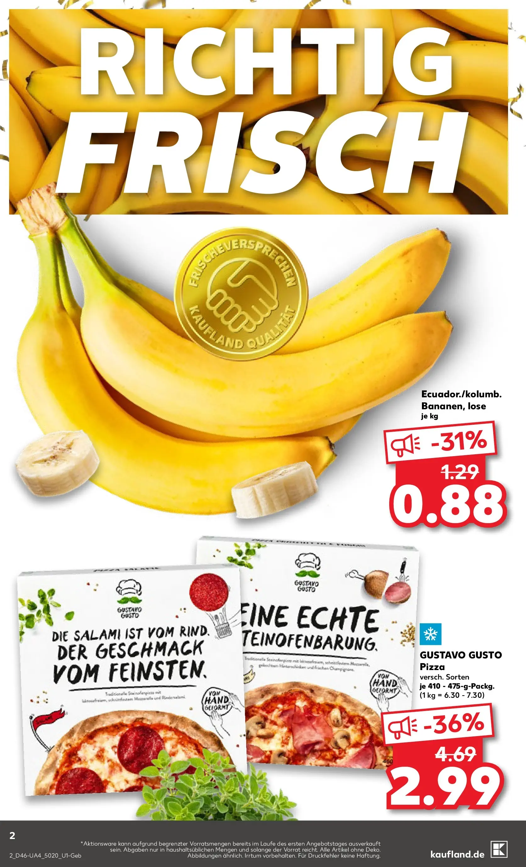 Prospekt Kaufland ab 12.11.2025 » Angebote Online zum Blättern | Seite: 2 | Produkte: Gustavo gusto, Mozzarella, Salami, Pizza