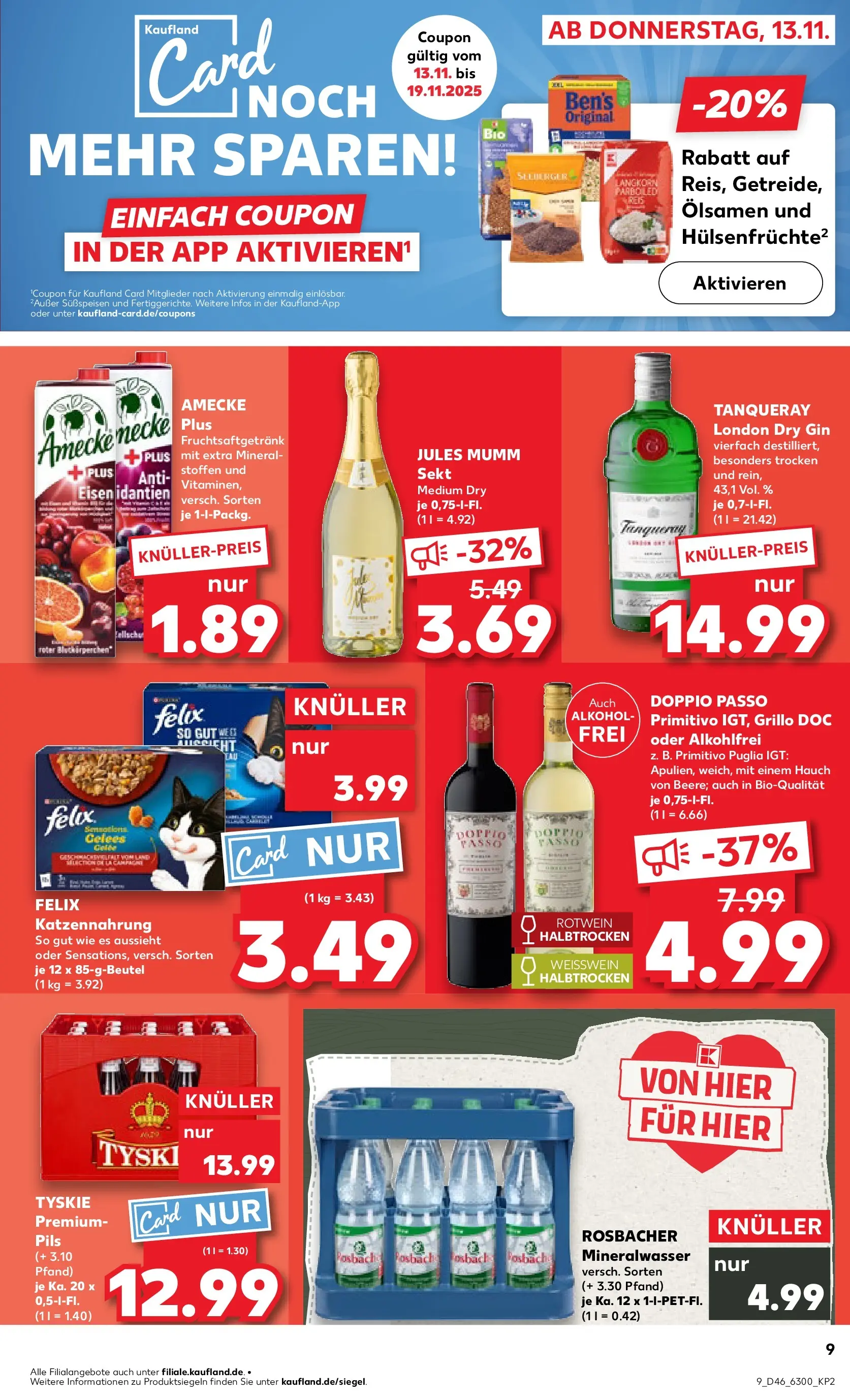 Prospekt Kaufland ab 13.11.2025 » Angebote Online zum Blättern | Seite: 9 | Produkte: Mumm sekt, Pils, Jules mumm, Gin