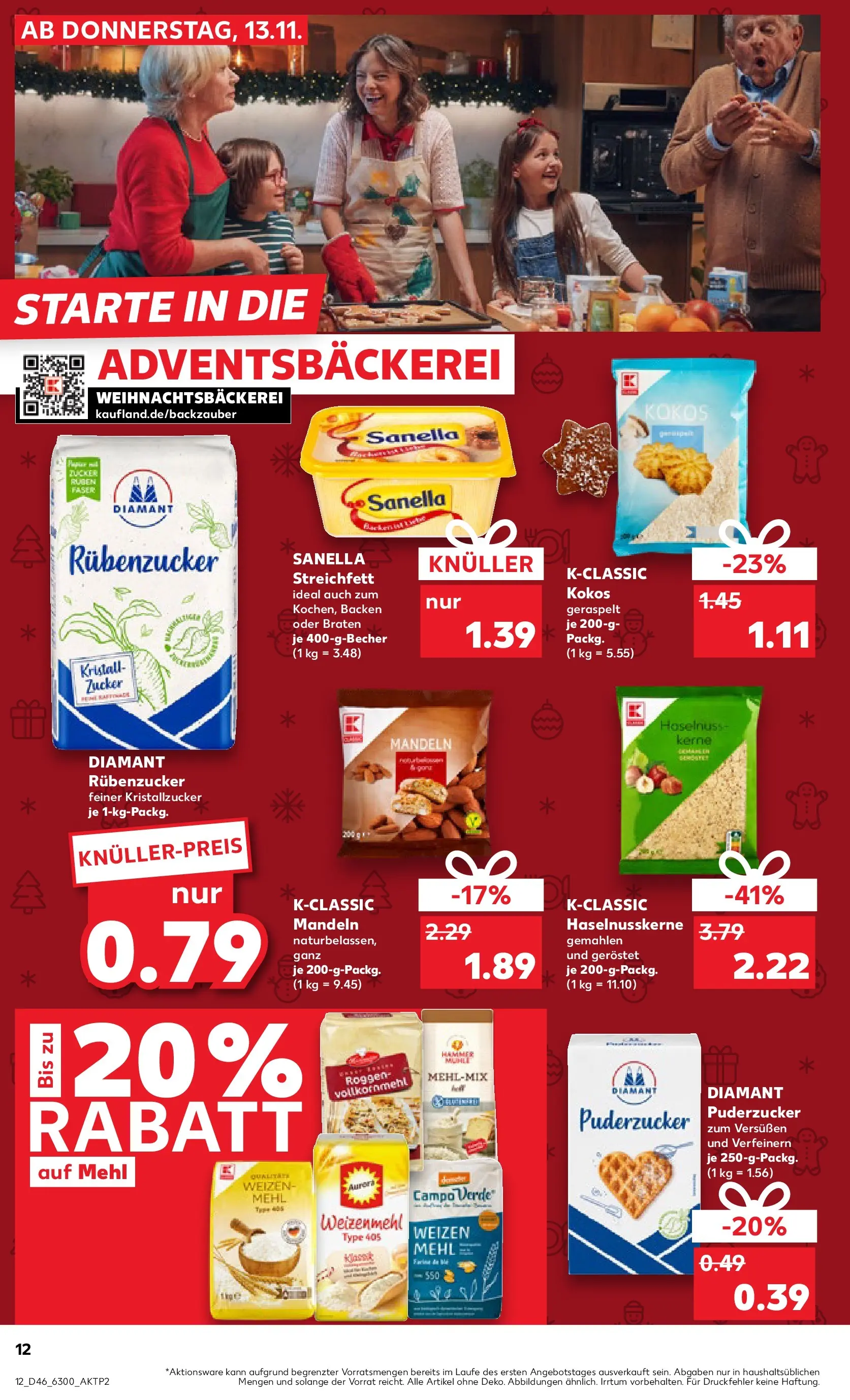 Prospekt Kaufland ab 13.11.2025 » Angebote Online zum Blättern | Seite: 12 | Produkte: Mühle, Mehl, Mandeln, Zucker