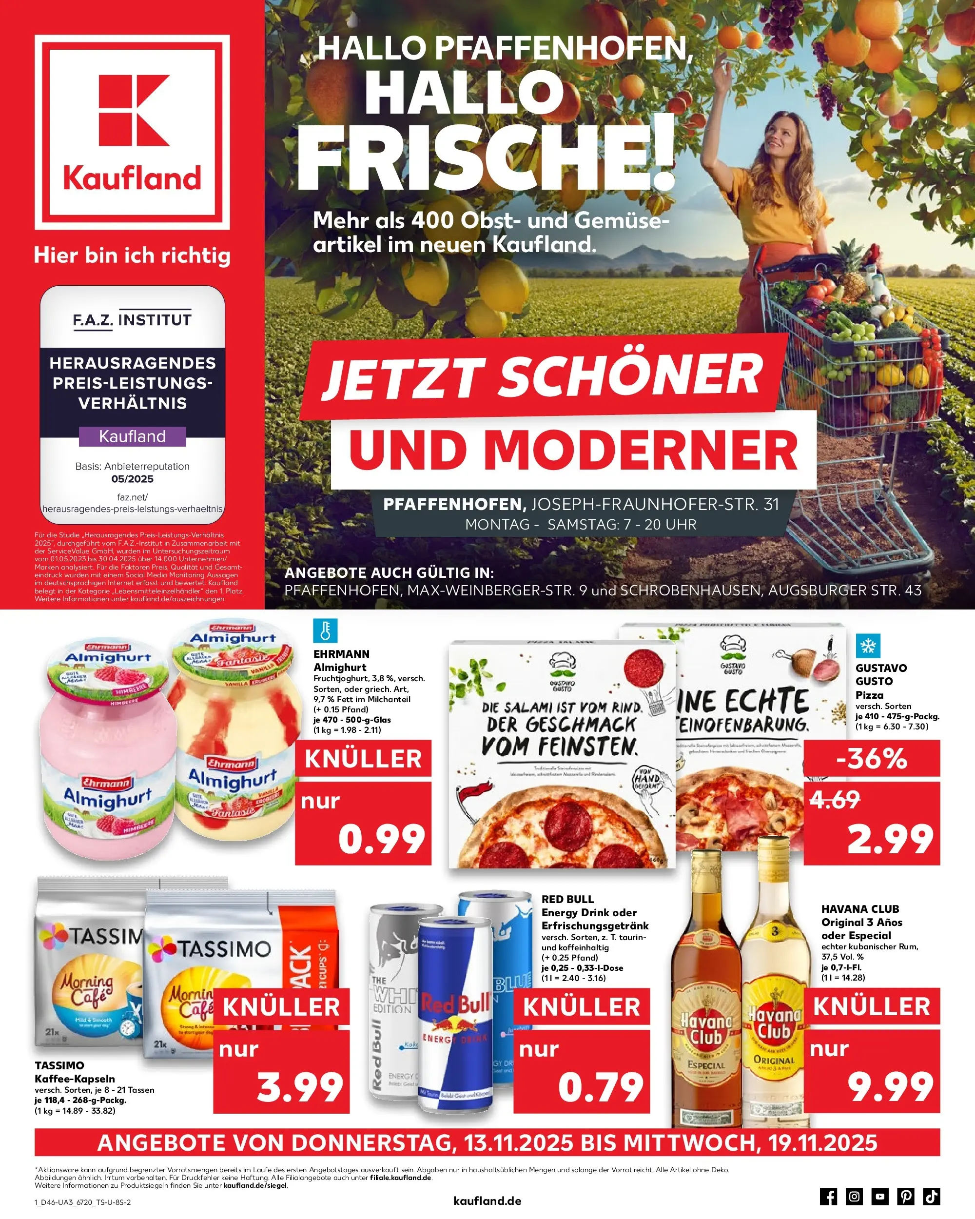 Prospekt Kaufland ab 13.11.2025 » Angebote und Werbung Online | Seite: 1 | Produkte: Energy, Rum, Himbeere, Pizza Prospekt Kaufland ab 13.11.2025 » Angebote Online zum Blättern | Seite: 1 | Produkte: Energy, Rum, Himbeere, Pizza