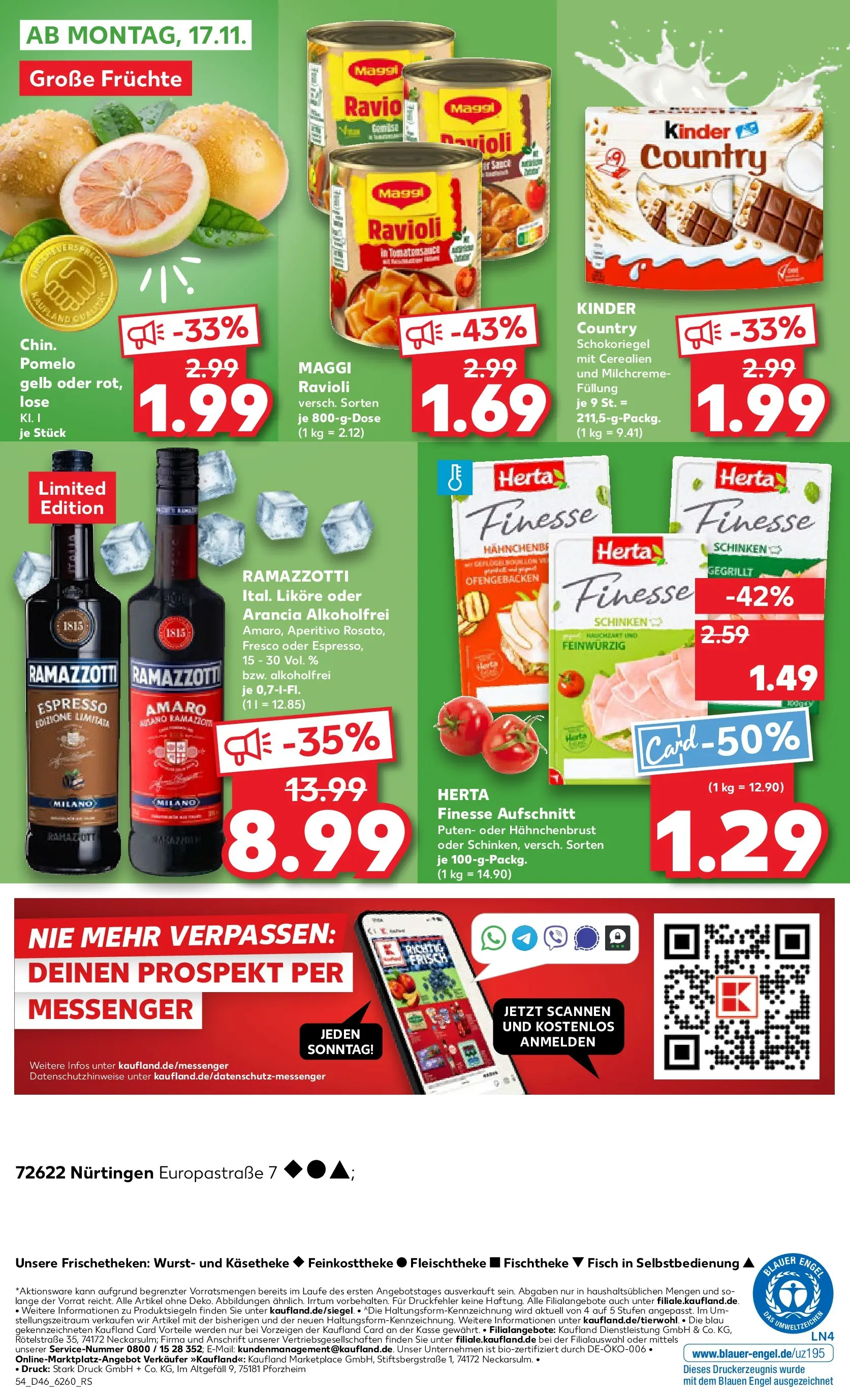 Prospekt Kaufland ab 13.11.2025 » Angebote Online zum Blättern | Seite: 54 | Produkte: Schinken, Herta finesse, Kinder country, Hahnchenbrust