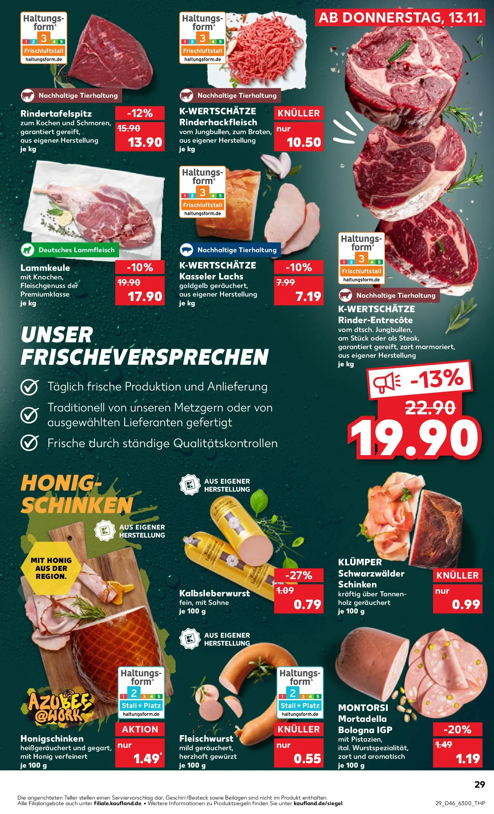 Prospekt Kaufland ab 13.11.2025 » Angebote Online zum Blättern | Seite: 29 | Produkte: Lammkeule, Lachs, Schinken, Sahne