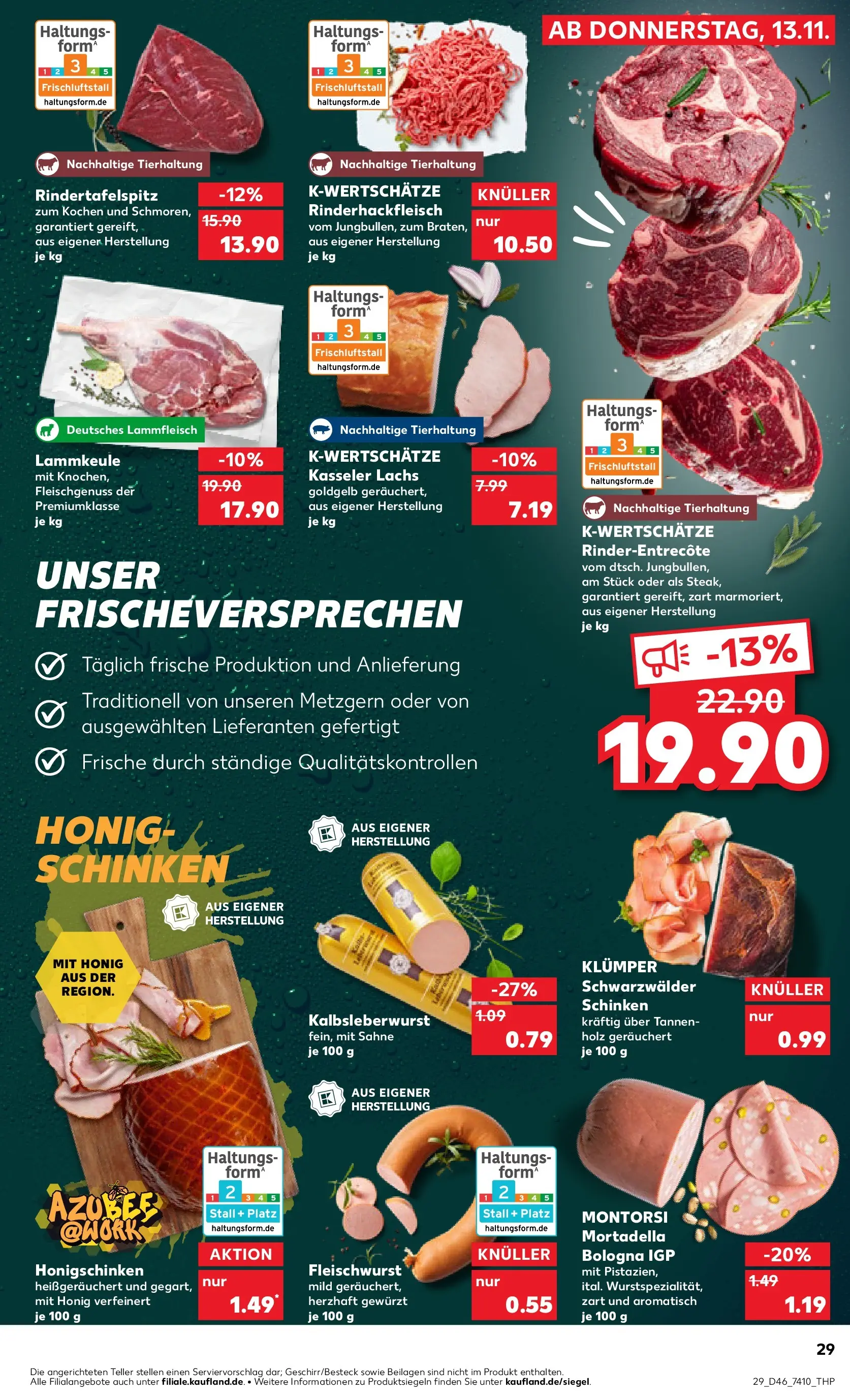 Prospekt Kaufland ab 13.11.2025 » Angebote Online zum Blättern | Seite: 29 | Produkte: Lammkeule, Lachs, Schinken, Sahne