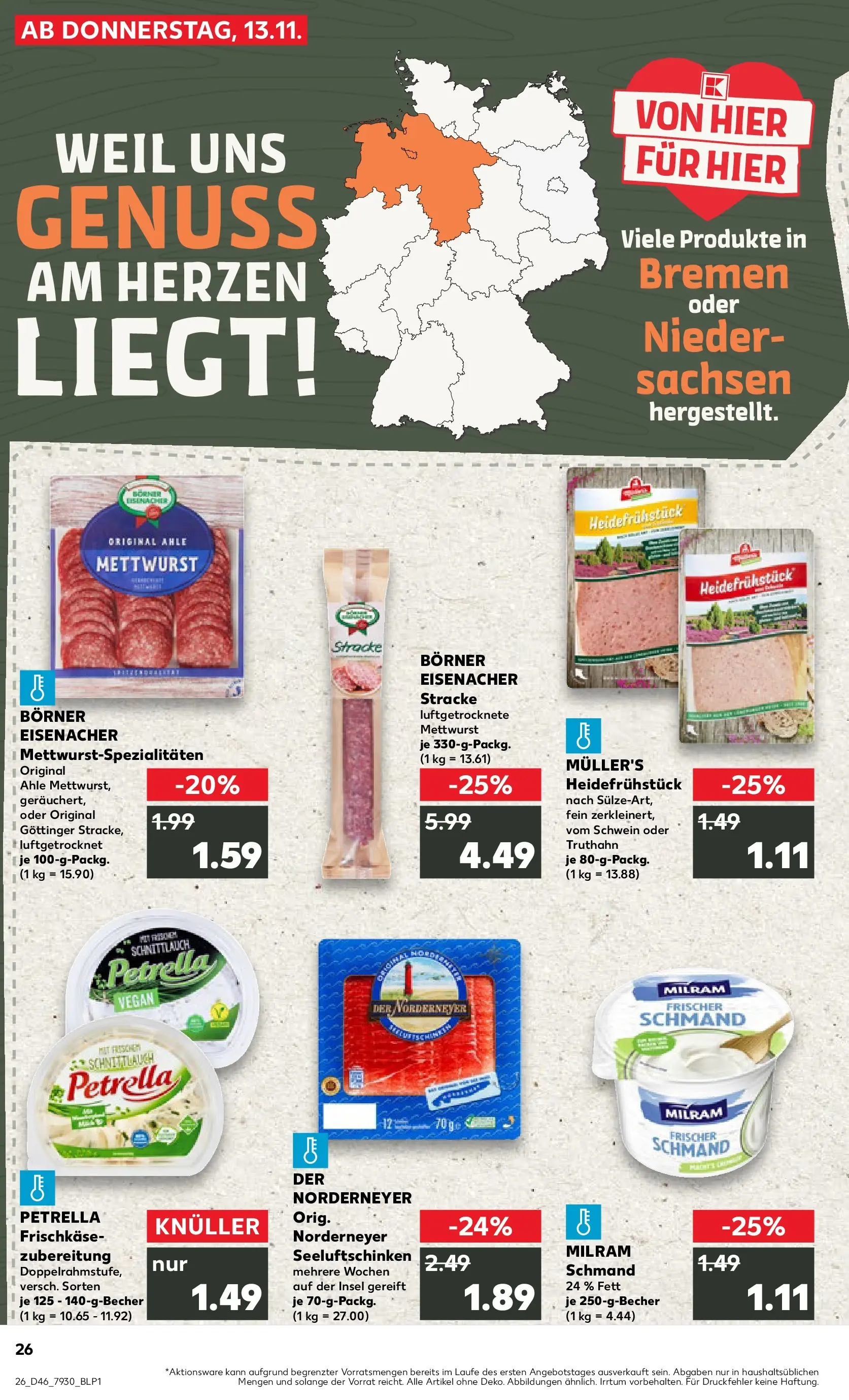 Prospekt Kaufland ab 13.11.2025 » Angebote Online zum Blättern | Seite: 26 | Produkte: Milram, Frischkase