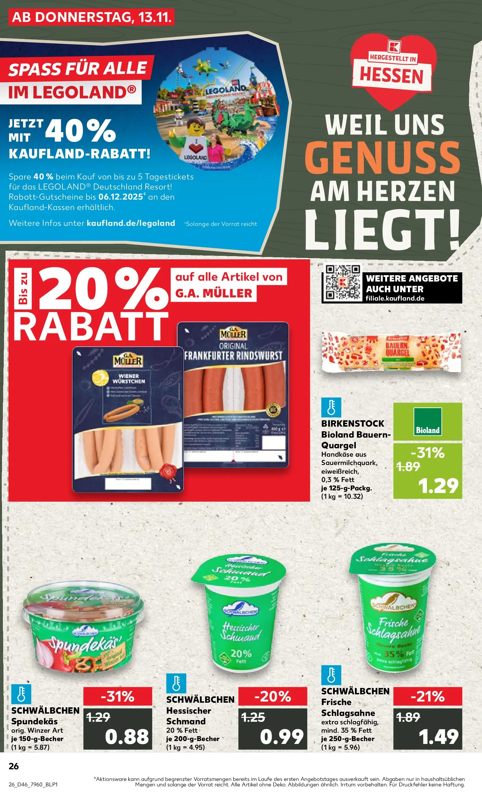 Prospekt Kaufland ab 13.11.2025 » Angebote Online zum Blättern | Seite: 26 | Produkte: Wiener wurstchen, Schlagsahne