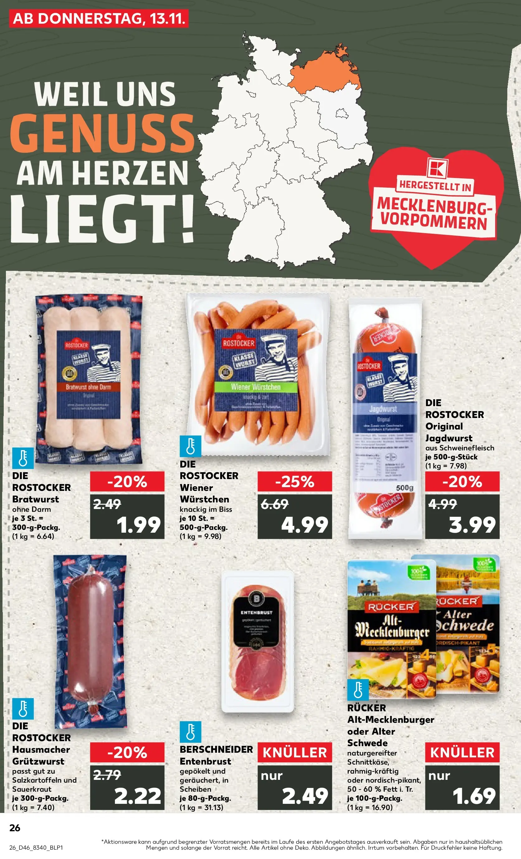Prospekt Kaufland ab 13.11.2025 » Angebote Online zum Blättern | Seite: 26 | Produkte: Wiener wurstchen, Bratwurst, Schweinefleisch