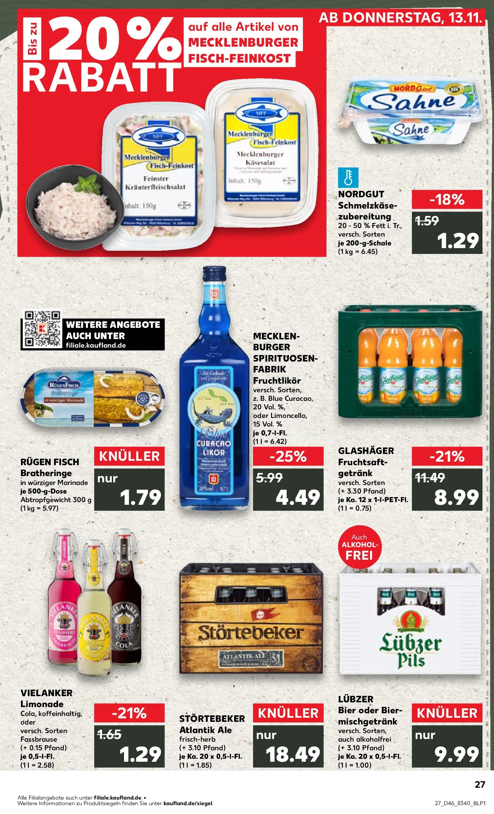 Prospekt Kaufland ab 13.11.2025 » Angebote Online zum Blättern | Seite: 27 | Produkte: Likör, Pils, Limonade, Lubzer